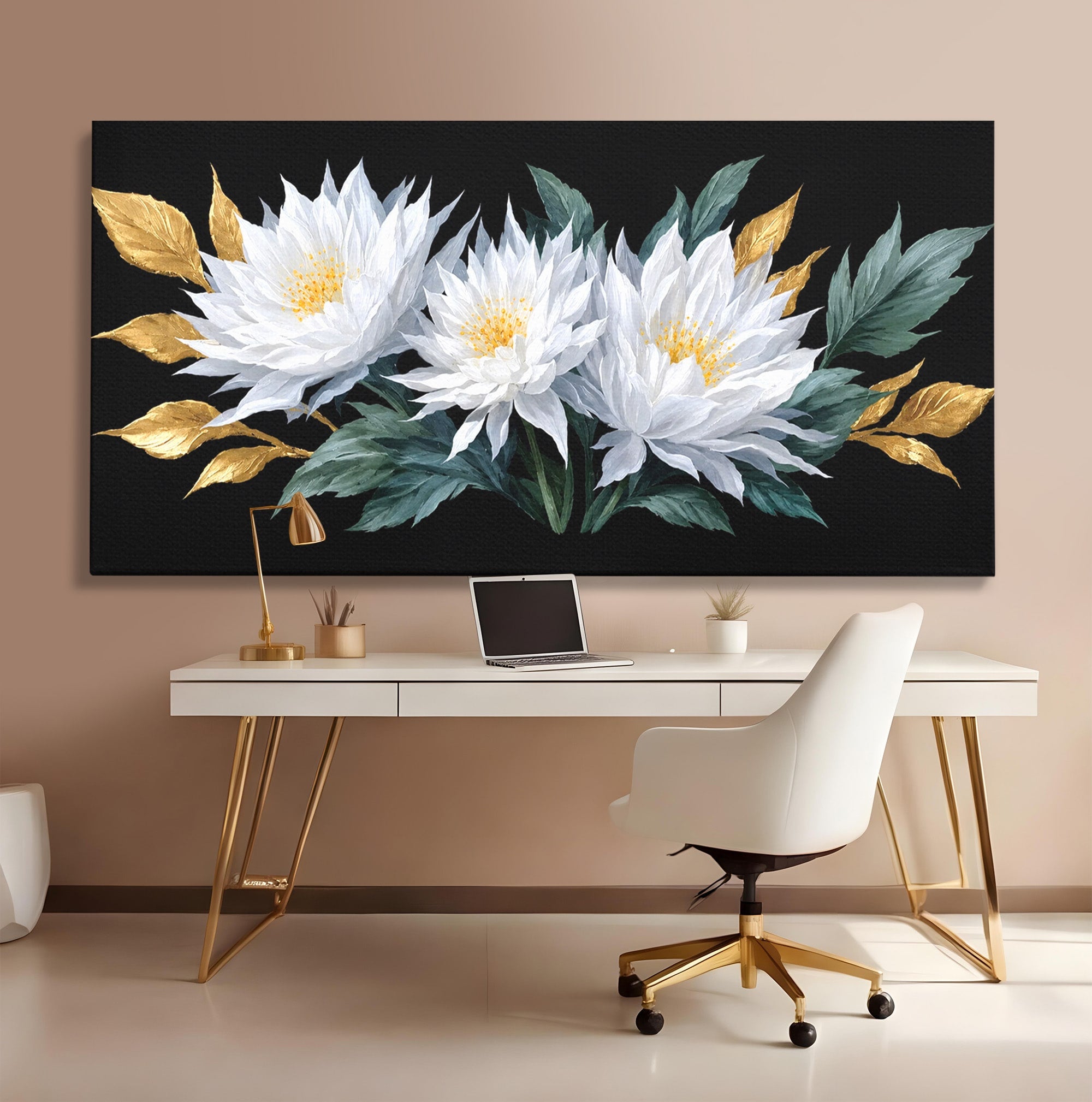 Tablou Canvas Premium LuxCanva® A1781, Flori Albe Elegante, Flori, Eleganta, Natura, Living, Dormitor, Culori Vibrante