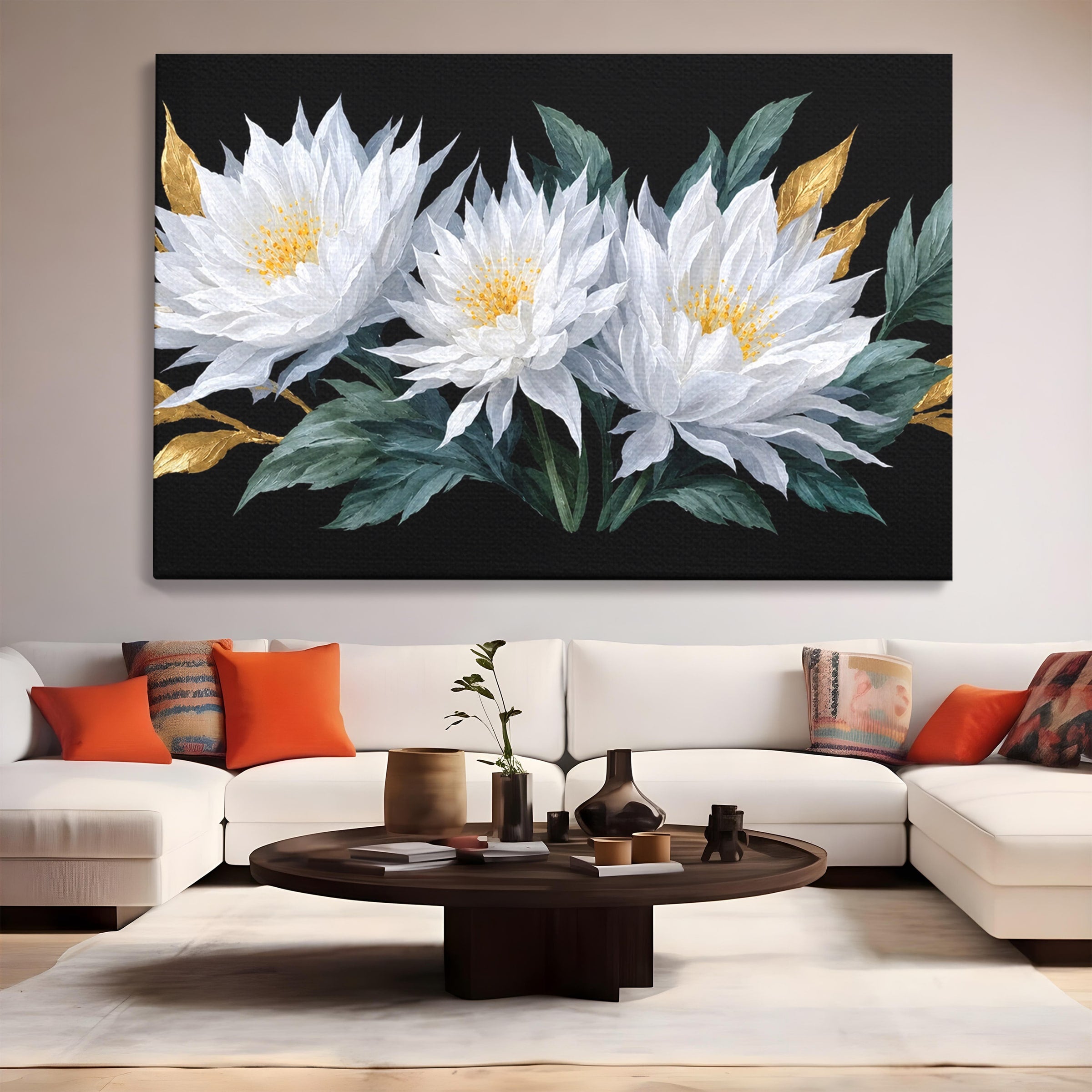 Tablou Canvas Premium LuxCanva® A1781, Flori Albe Elegante, Flori, Eleganta, Natura, Living, Dormitor, Culori Vibrante