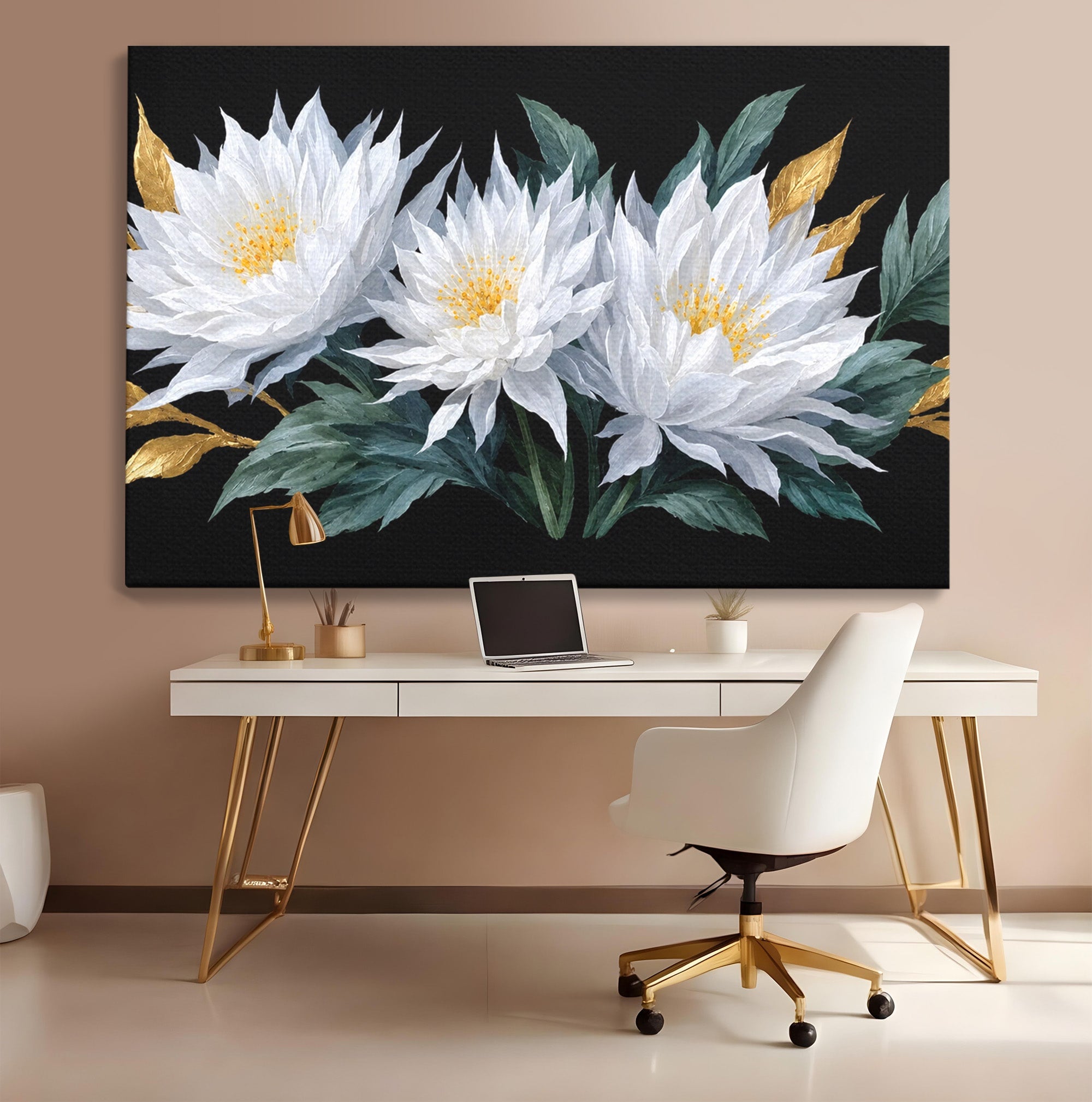 Tablou Canvas Premium LuxCanva® A1781, Flori Albe Elegante, Flori, Eleganta, Natura, Living, Dormitor, Culori Vibrante