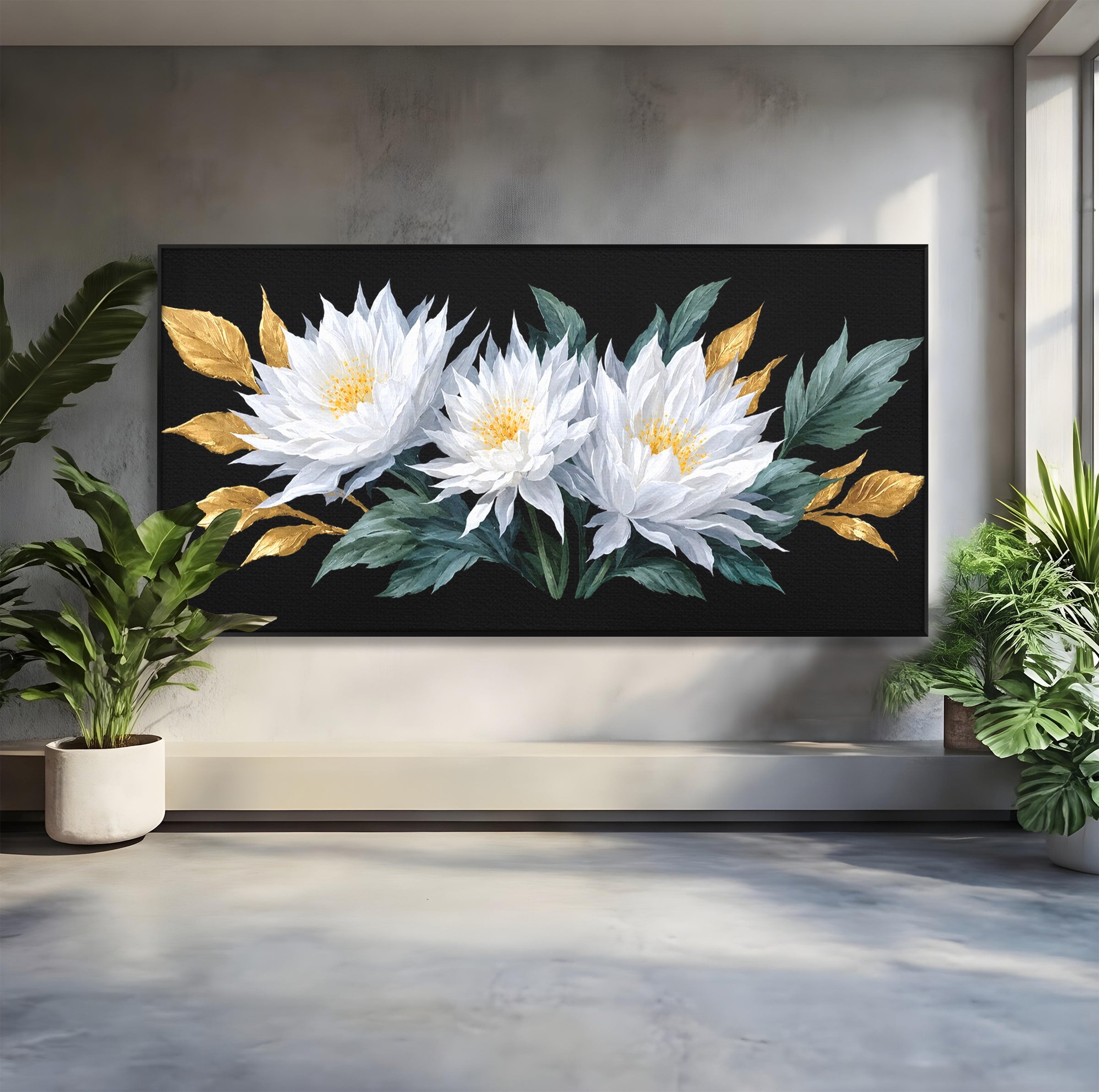 Tablou Canvas Premium LuxCanva® A1781, Flori Albe Elegante, Flori, Eleganta, Natura, Living, Dormitor, Culori Vibrante