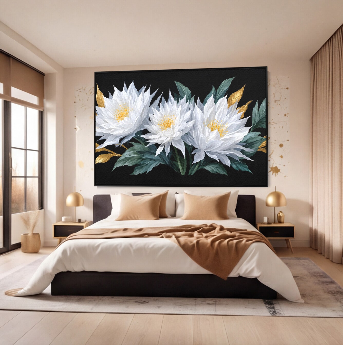 Tablou Canvas Premium LuxCanva® A1781, Flori Albe Elegante, Flori, Eleganta, Natura, Living, Dormitor, Culori Vibrante