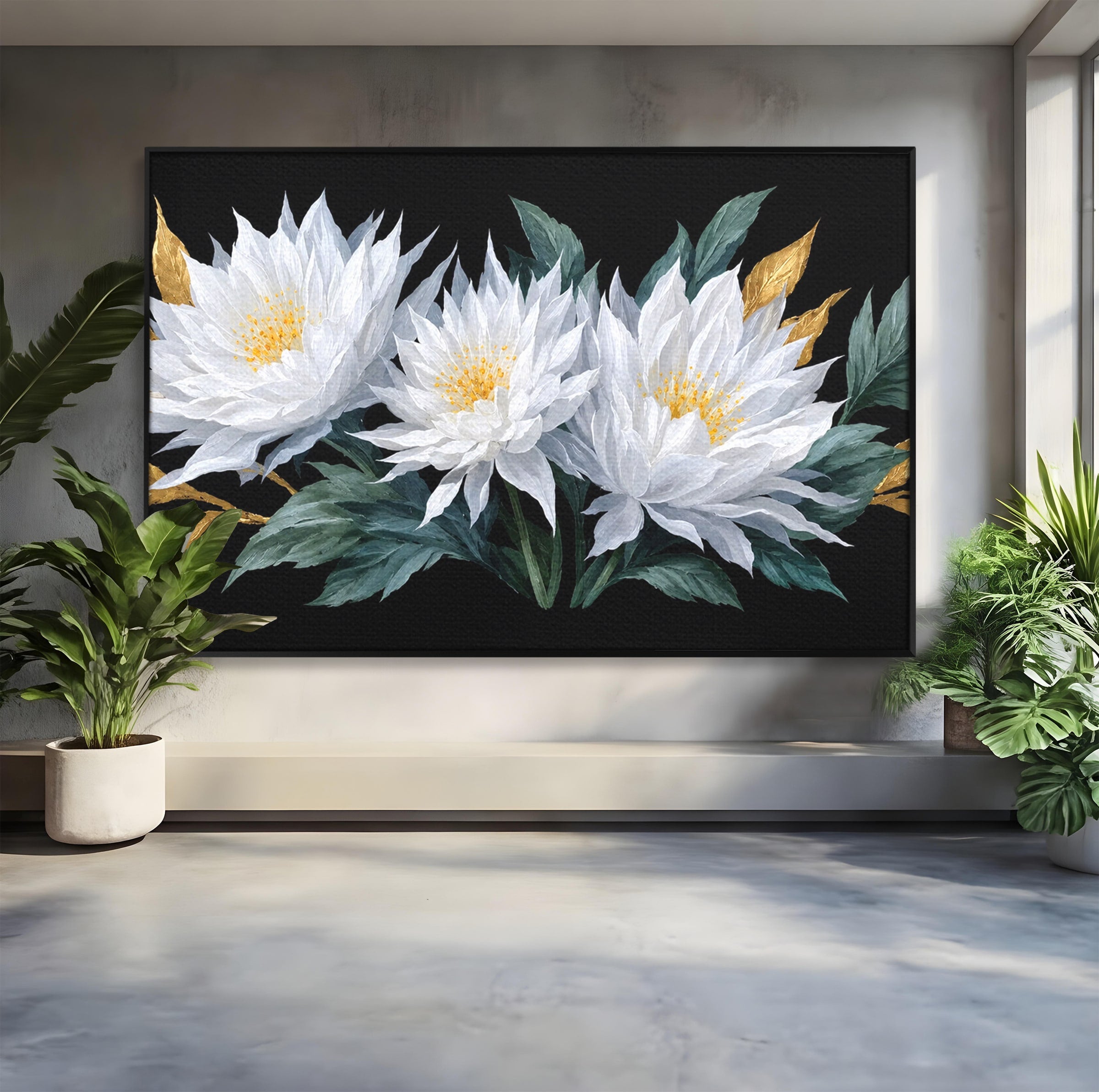 Tablou Canvas Premium LuxCanva® A1781, Flori Albe Elegante, Flori, Eleganta, Natura, Living, Dormitor, Culori Vibrante
