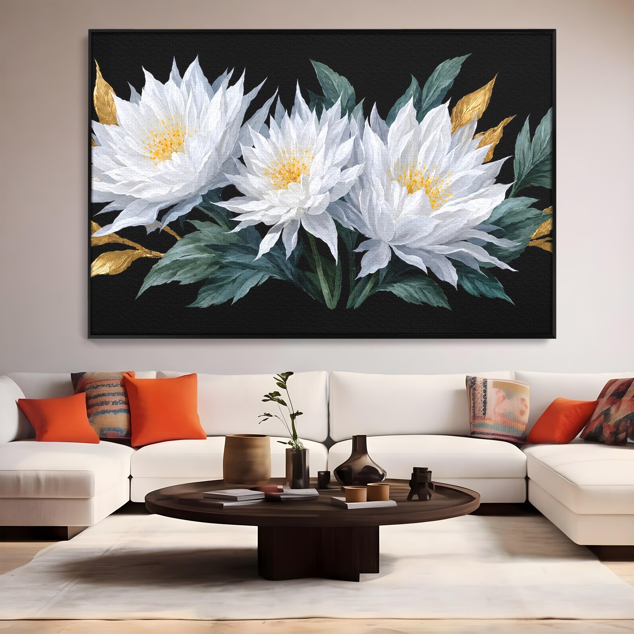 Tablou Canvas Premium LuxCanva® A1781, Flori Albe Elegante, Flori, Eleganta, Natura, Living, Dormitor, Culori Vibrante