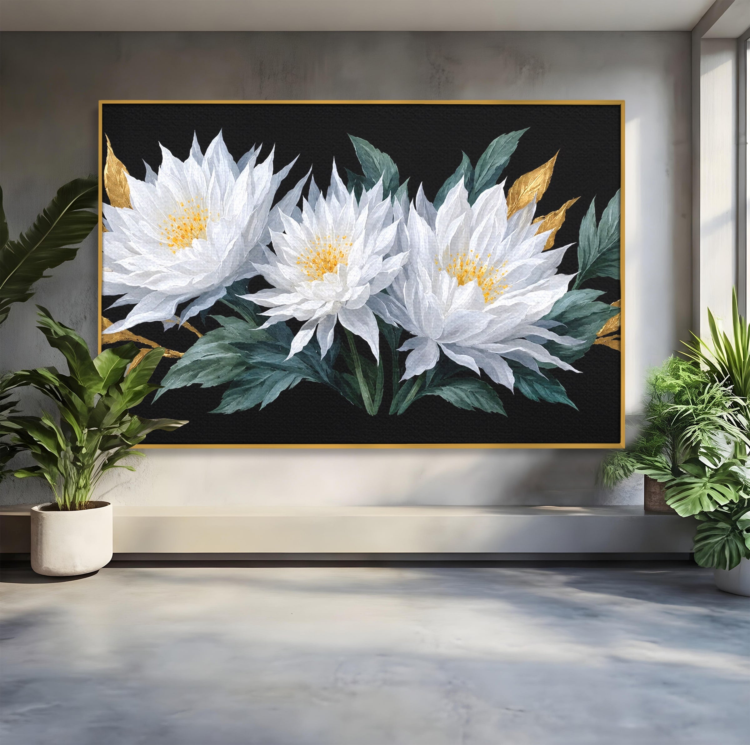 Tablou Canvas Premium LuxCanva® A1781, Flori Albe Elegante, Flori, Eleganta, Natura, Living, Dormitor, Culori Vibrante