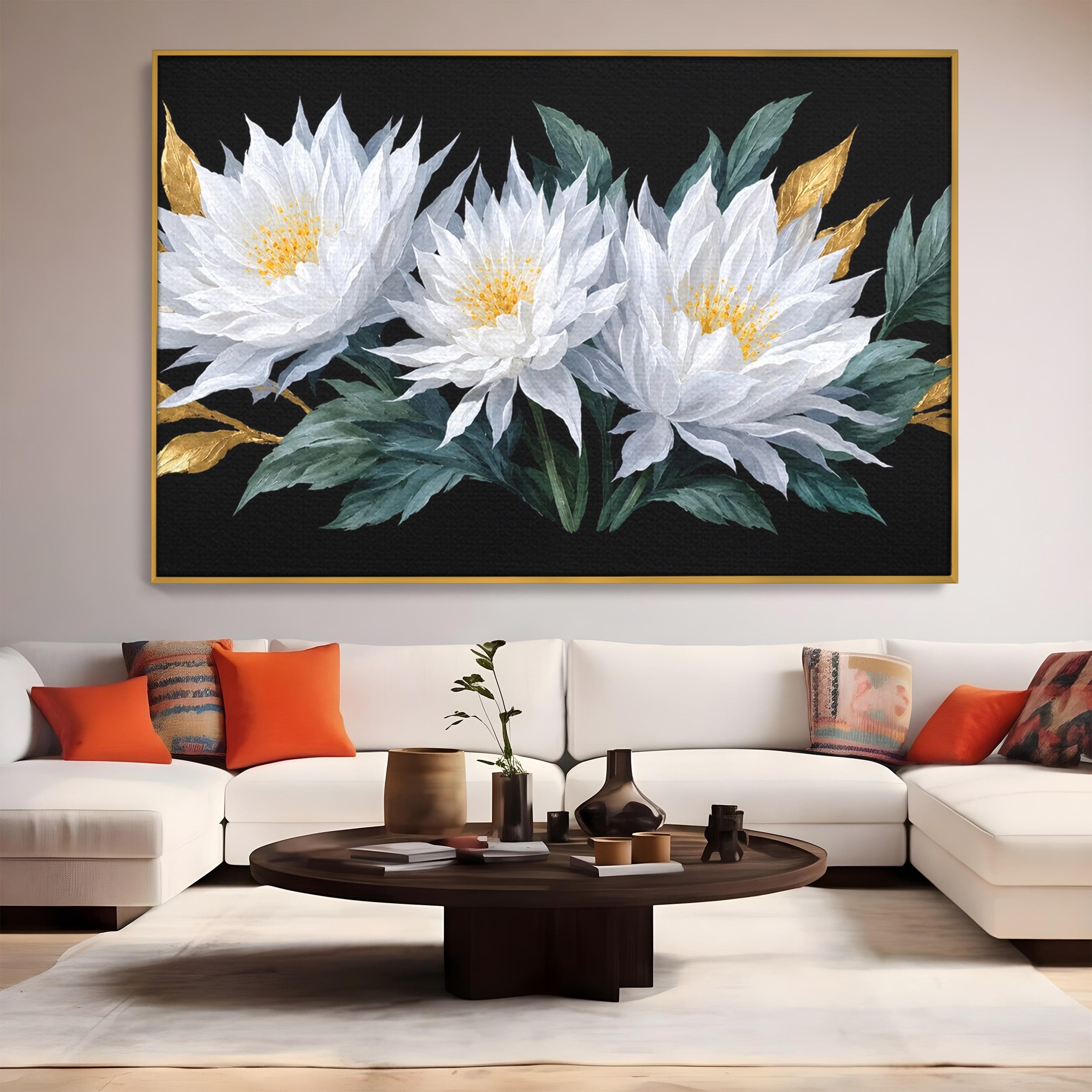 Tablou Canvas Premium LuxCanva® A1781, Flori Albe Elegante, Flori, Eleganta, Natura, Living, Dormitor, Culori Vibrante