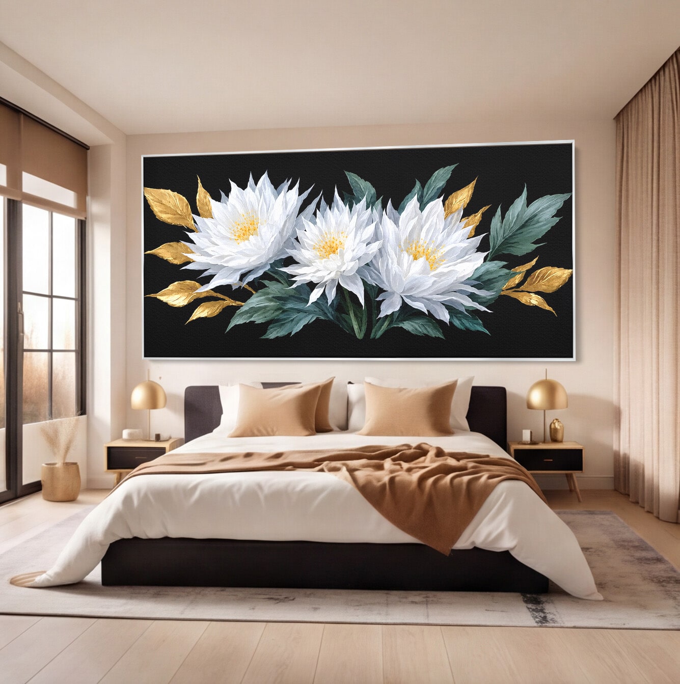 Tablou Canvas Premium LuxCanva® A1781, Flori Albe Elegante, Flori, Eleganta, Natura, Living, Dormitor, Culori Vibrante