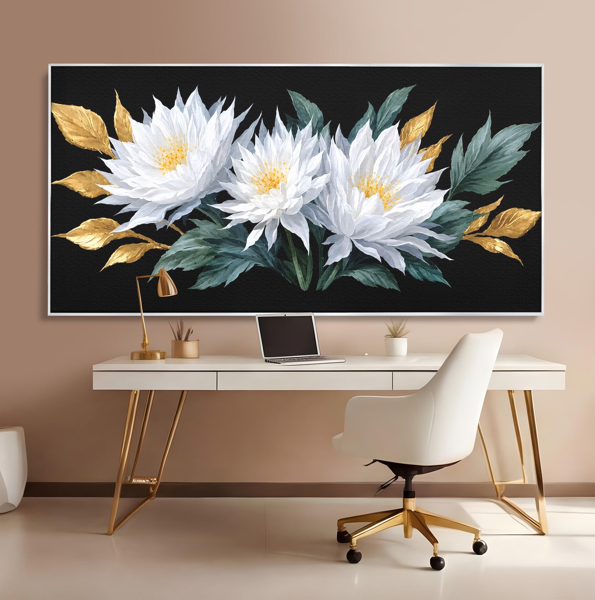 Tablou Canvas Premium LuxCanva® A1781, Flori Albe Elegante, Flori, Eleganta, Natura, Living, Dormitor, Culori Vibrante