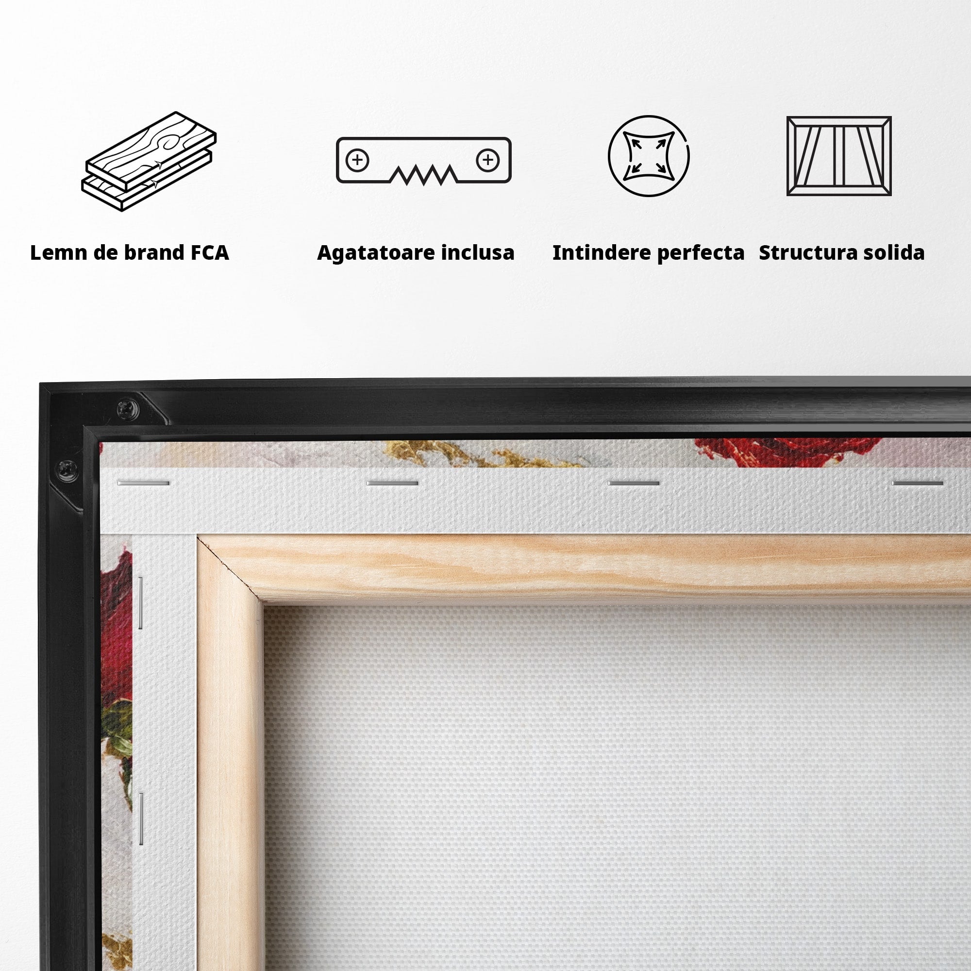 Tablou Canvas Premium LuxCanva® A1782, Trandafiri Rosii, Trandafiri, Flori, Romantic, Living, Dormitor, Culori Vibrante