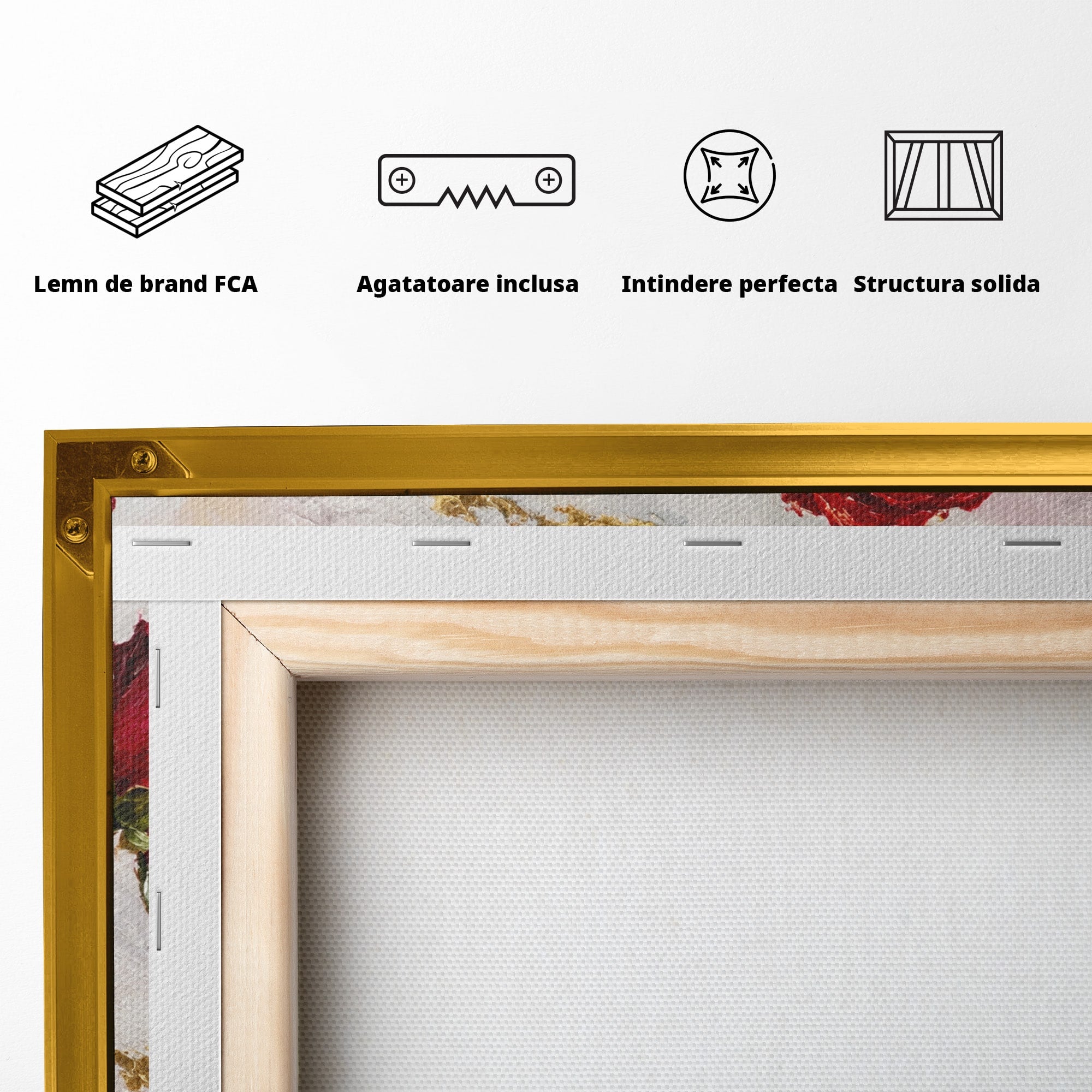 Tablou Canvas Premium LuxCanva® A1782, Trandafiri Rosii, Trandafiri, Flori, Romantic, Living, Dormitor, Culori Vibrante