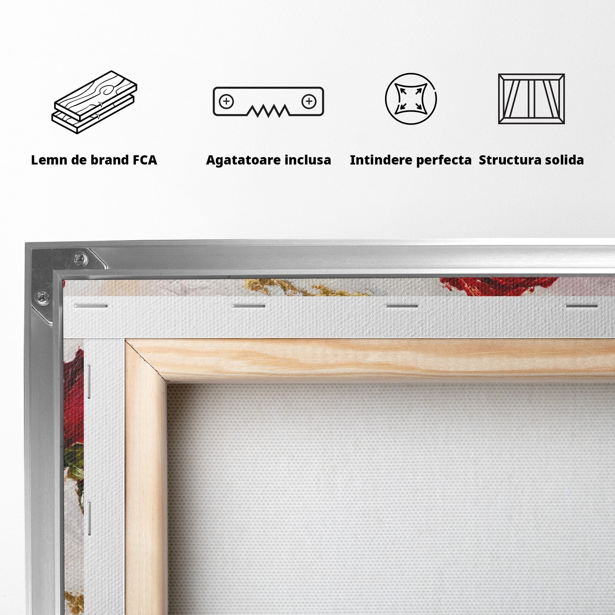 Tablou Canvas Premium LuxCanva® A1782, Trandafiri Rosii, Trandafiri, Flori, Romantic, Living, Dormitor, Culori Vibrante