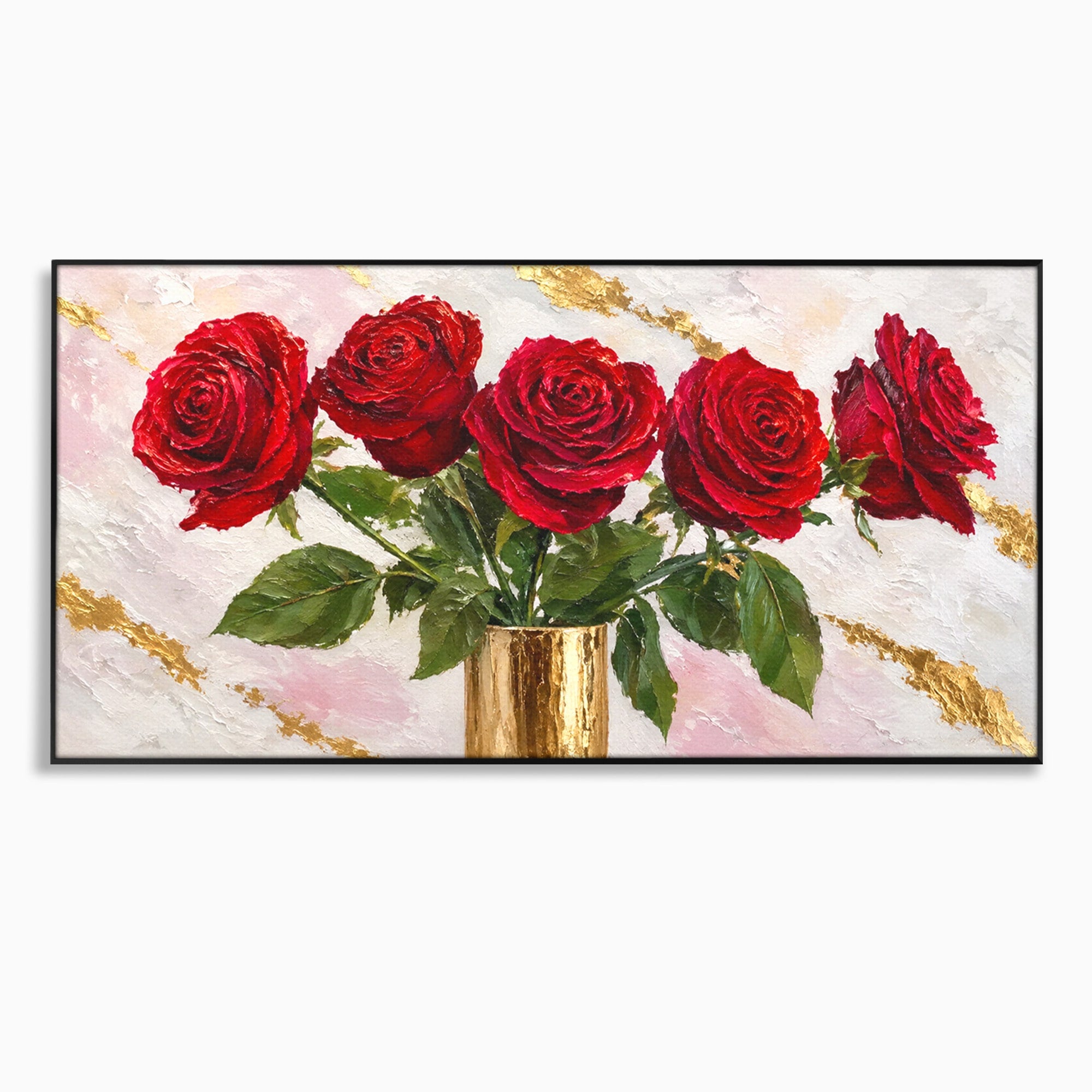 Tablou Canvas Premium LuxCanva® A1782, Trandafiri Rosii, Trandafiri, Flori, Romantic, Living, Dormitor, Culori Vibrante