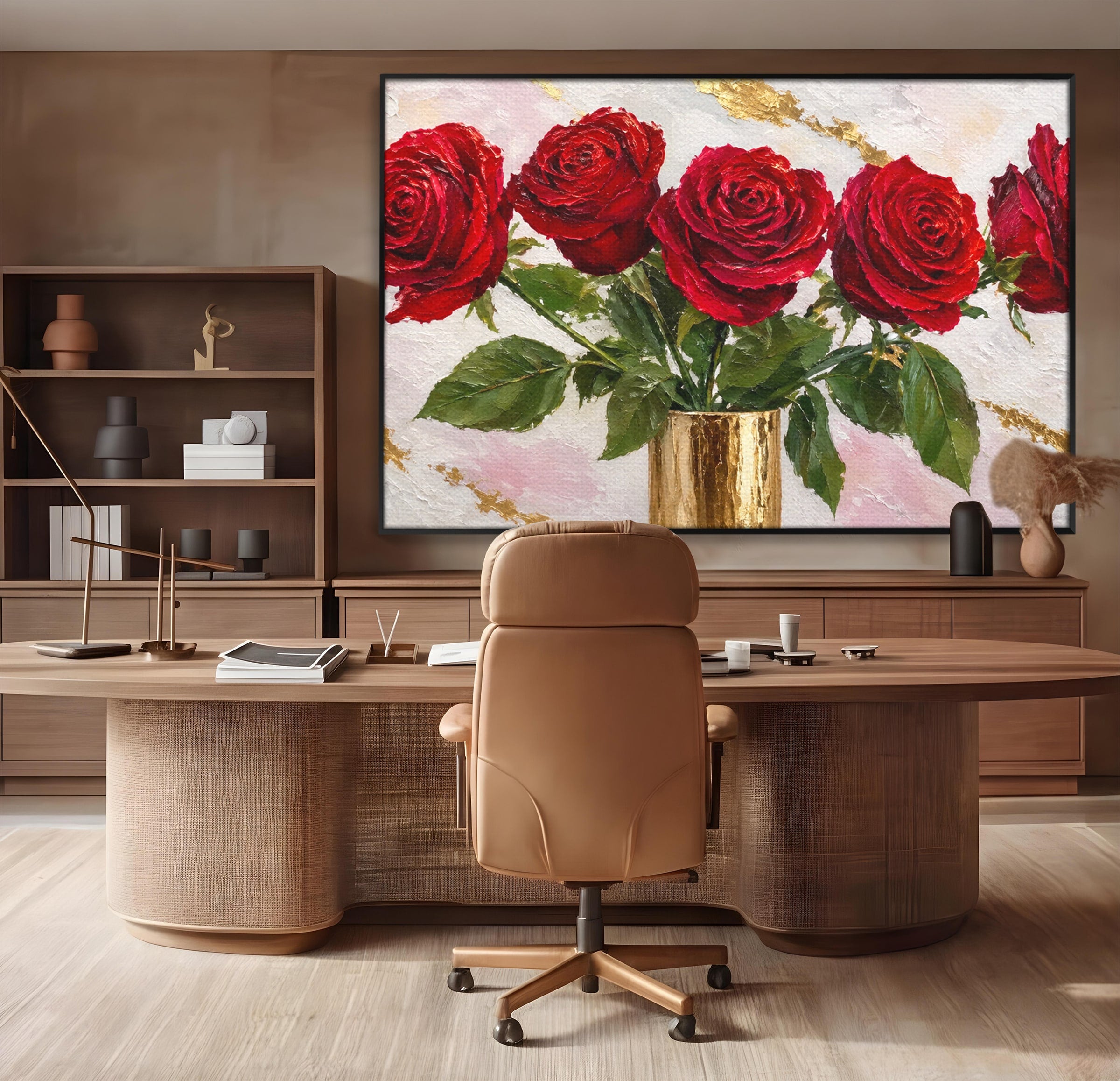Tablou Canvas Premium LuxCanva® A1782, Trandafiri Rosii, Trandafiri, Flori, Romantic, Living, Dormitor, Culori Vibrante