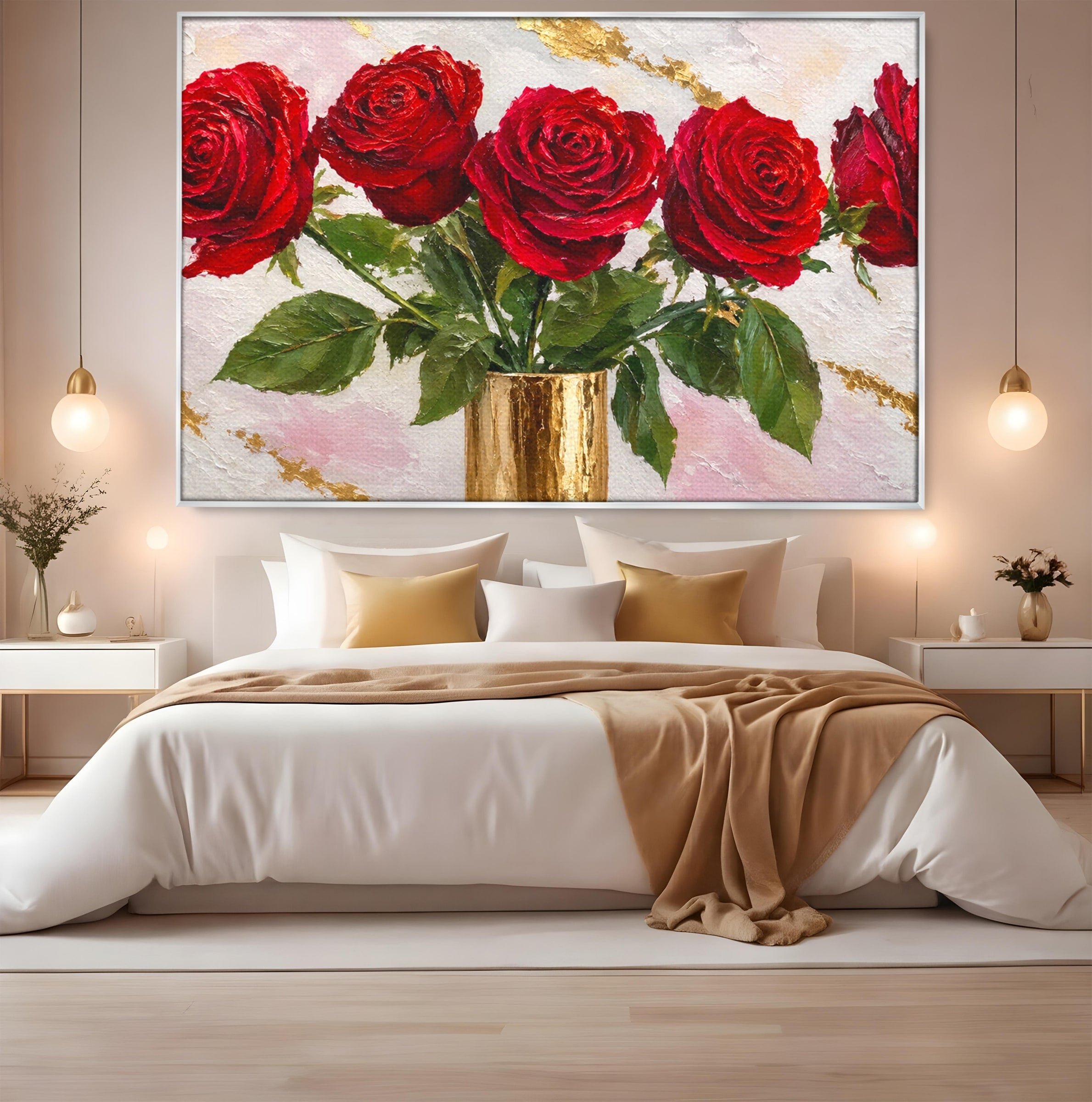 Tablou Canvas Premium LuxCanva® A1782, Trandafiri Rosii, Trandafiri, Flori, Romantic, Living, Dormitor, Culori Vibrante