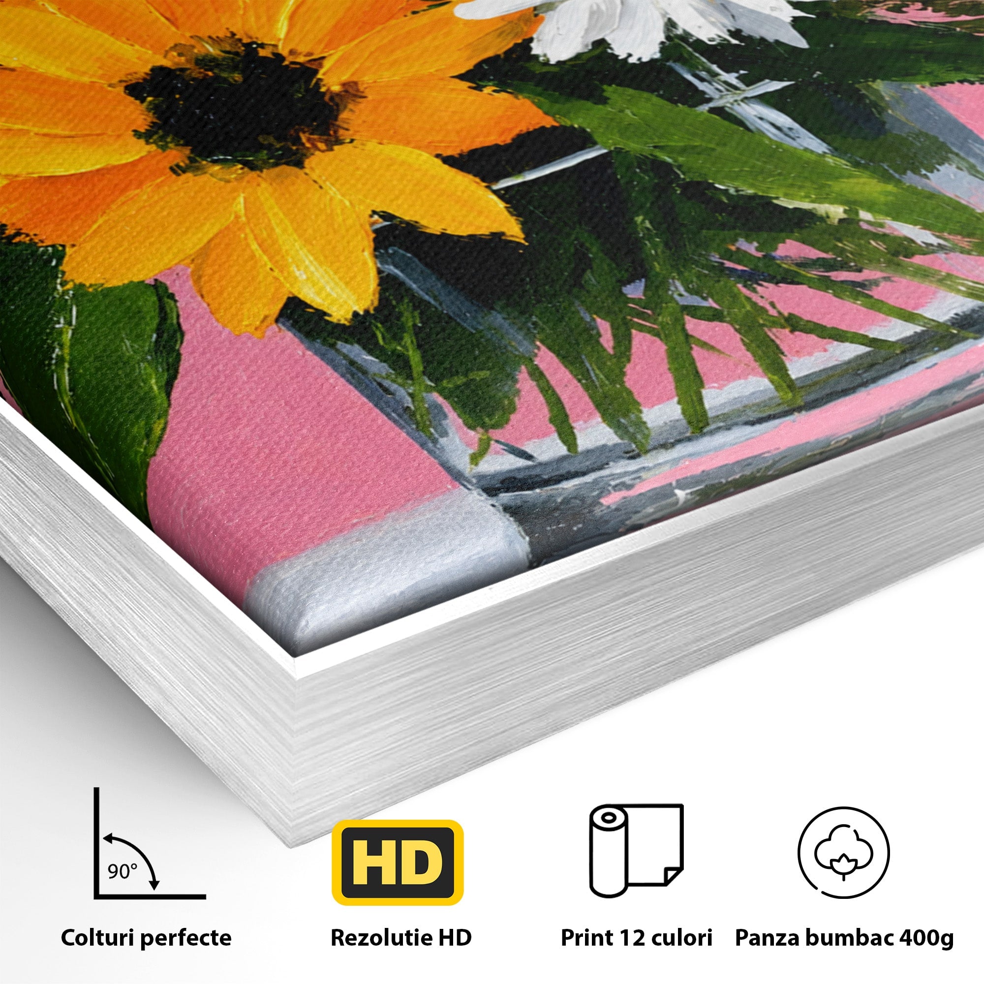 Tablou Canvas Premium LuxCanva® A1783, Buchet De Flori Vibrante, Flori, Buchet, Vara, Natura, Living, Culori Vibrante