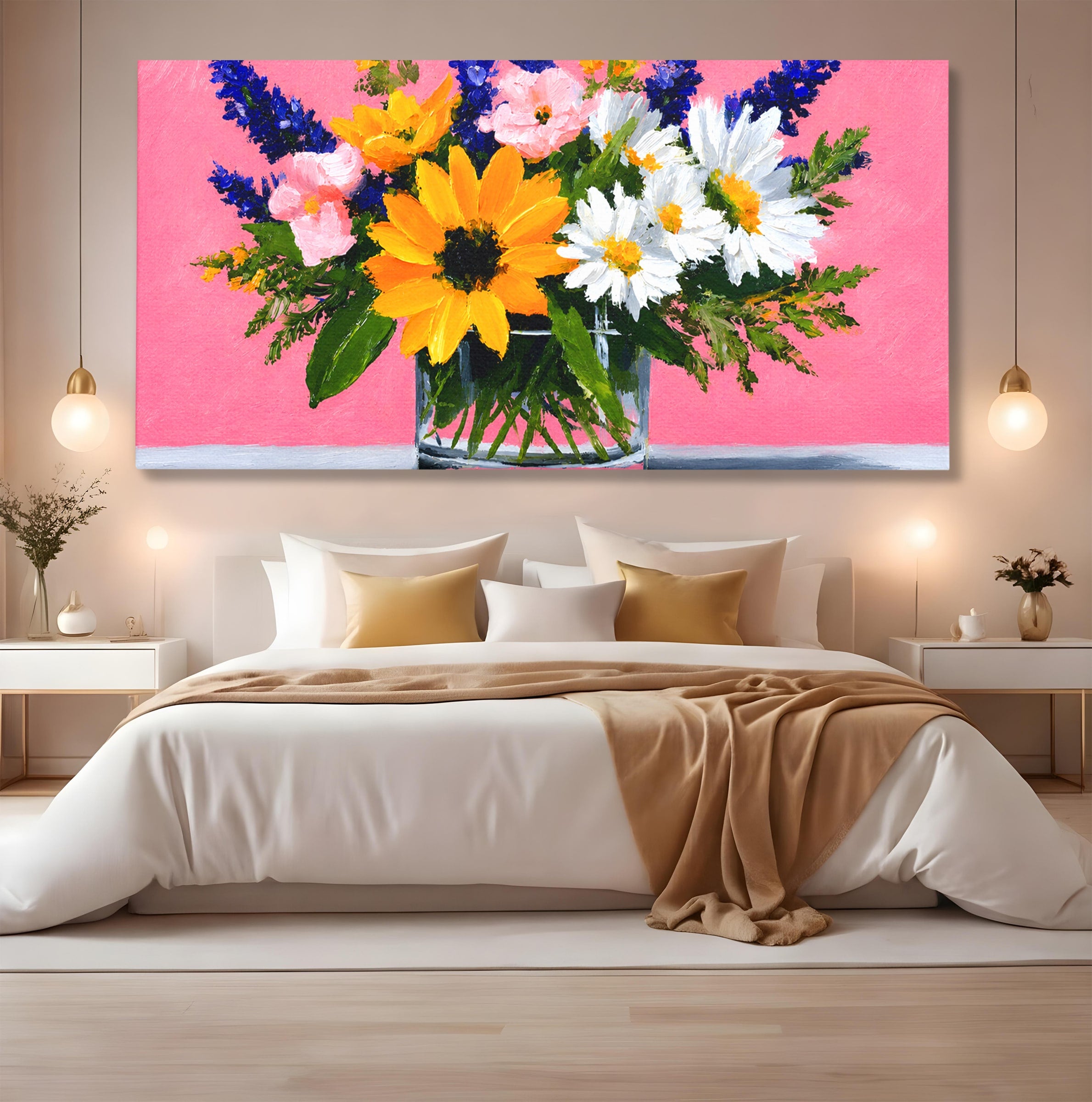 Tablou Canvas Premium LuxCanva® A1783, Buchet De Flori Vibrante, Flori, Buchet, Vara, Natura, Living, Culori Vibrante