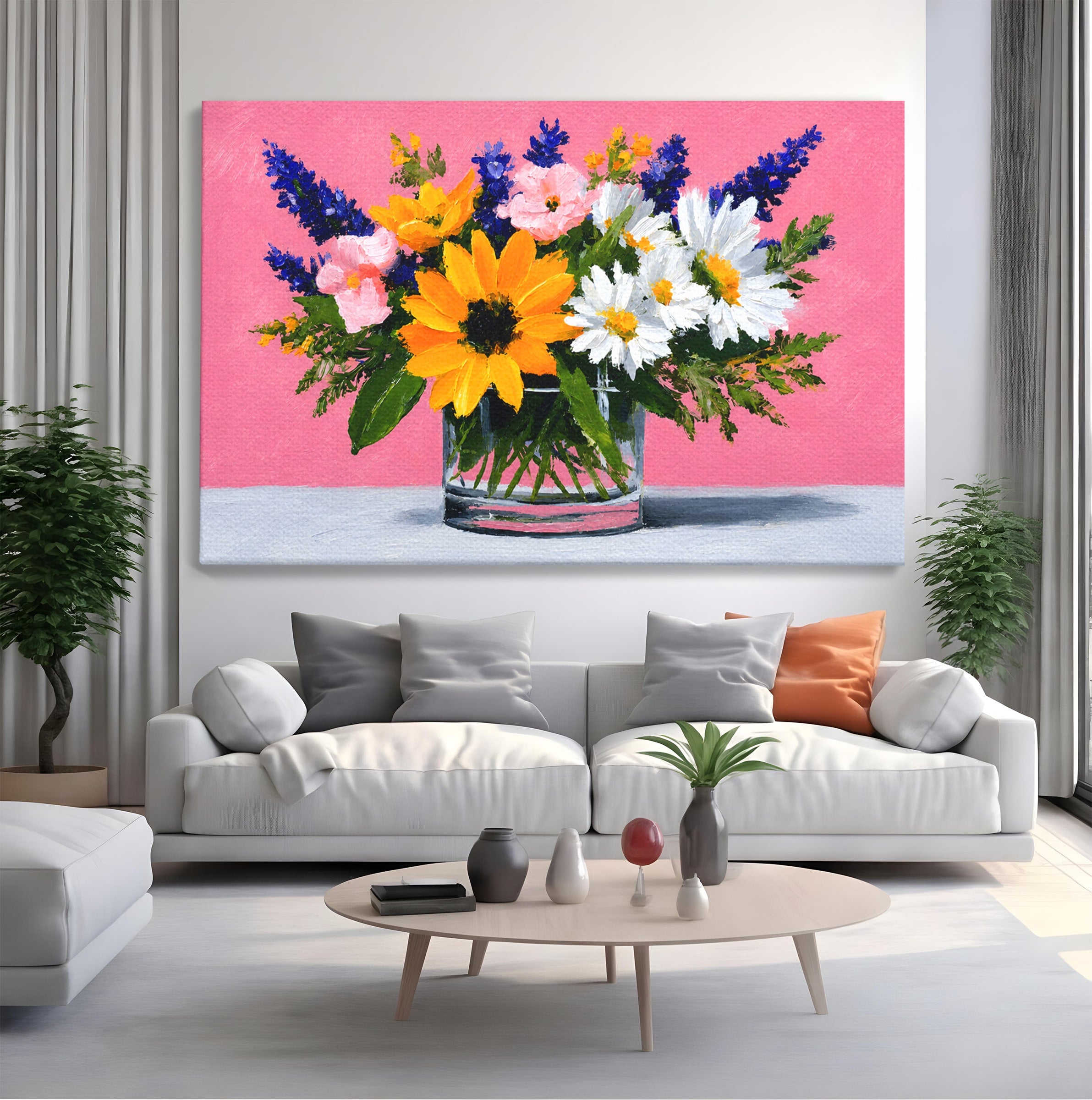 Tablou Canvas Premium LuxCanva® A1783, Buchet De Flori Vibrante, Flori, Buchet, Vara, Natura, Living, Culori Vibrante