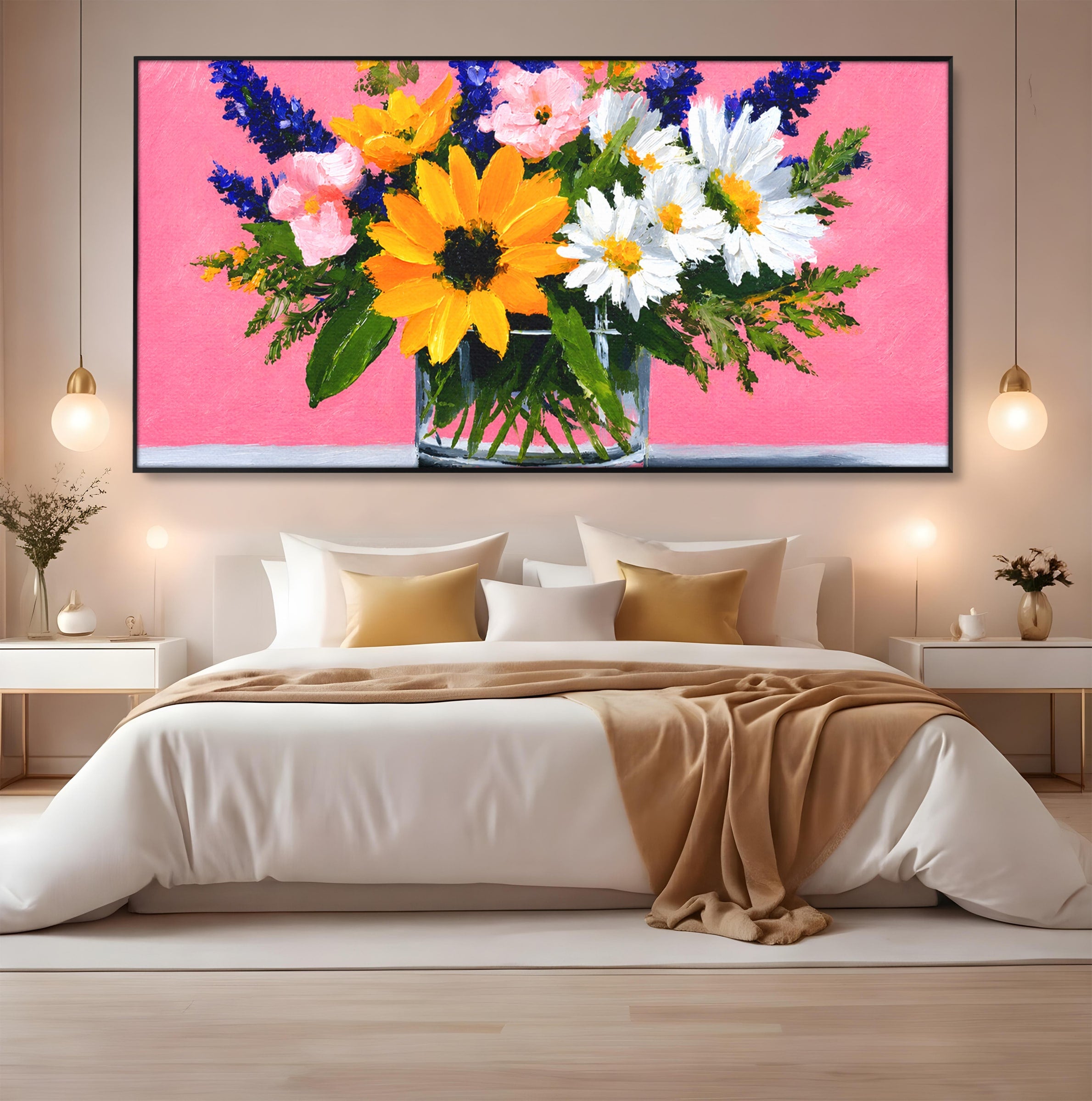 Tablou Canvas Premium LuxCanva® A1783, Buchet De Flori Vibrante, Flori, Buchet, Vara, Natura, Living, Culori Vibrante