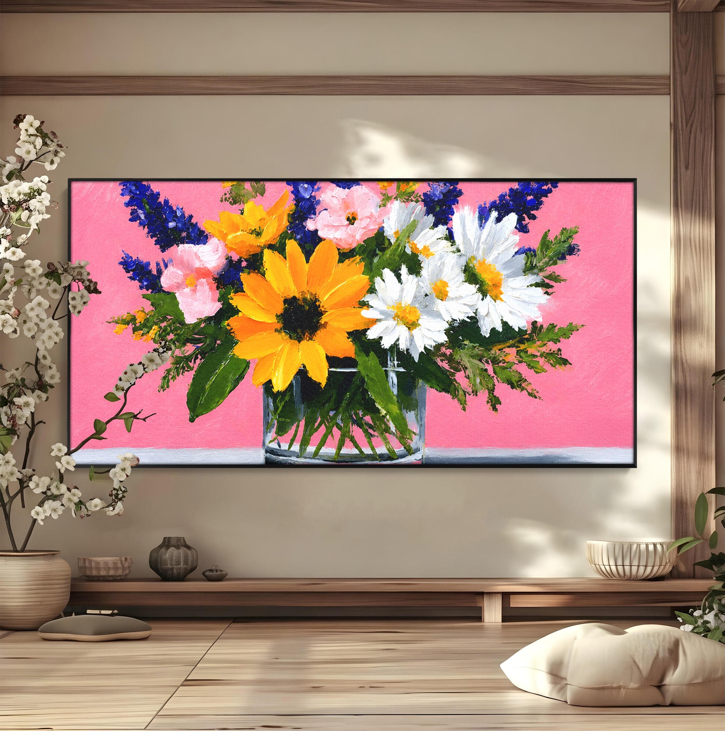 Tablou Canvas Premium LuxCanva® A1783, Buchet De Flori Vibrante, Flori, Buchet, Vara, Natura, Living, Culori Vibrante