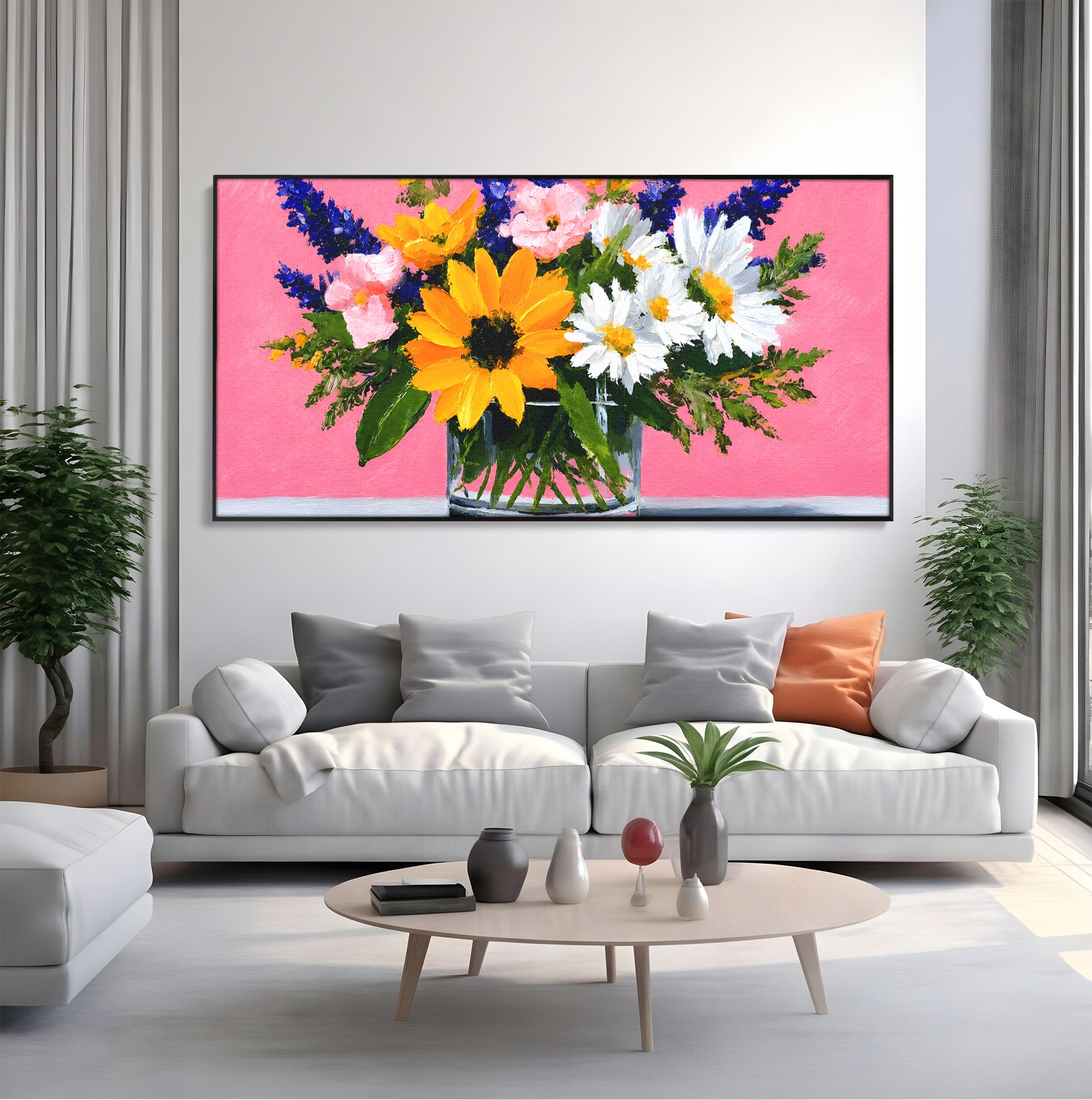 Tablou Canvas Premium LuxCanva® A1783, Buchet De Flori Vibrante, Flori, Buchet, Vara, Natura, Living, Culori Vibrante