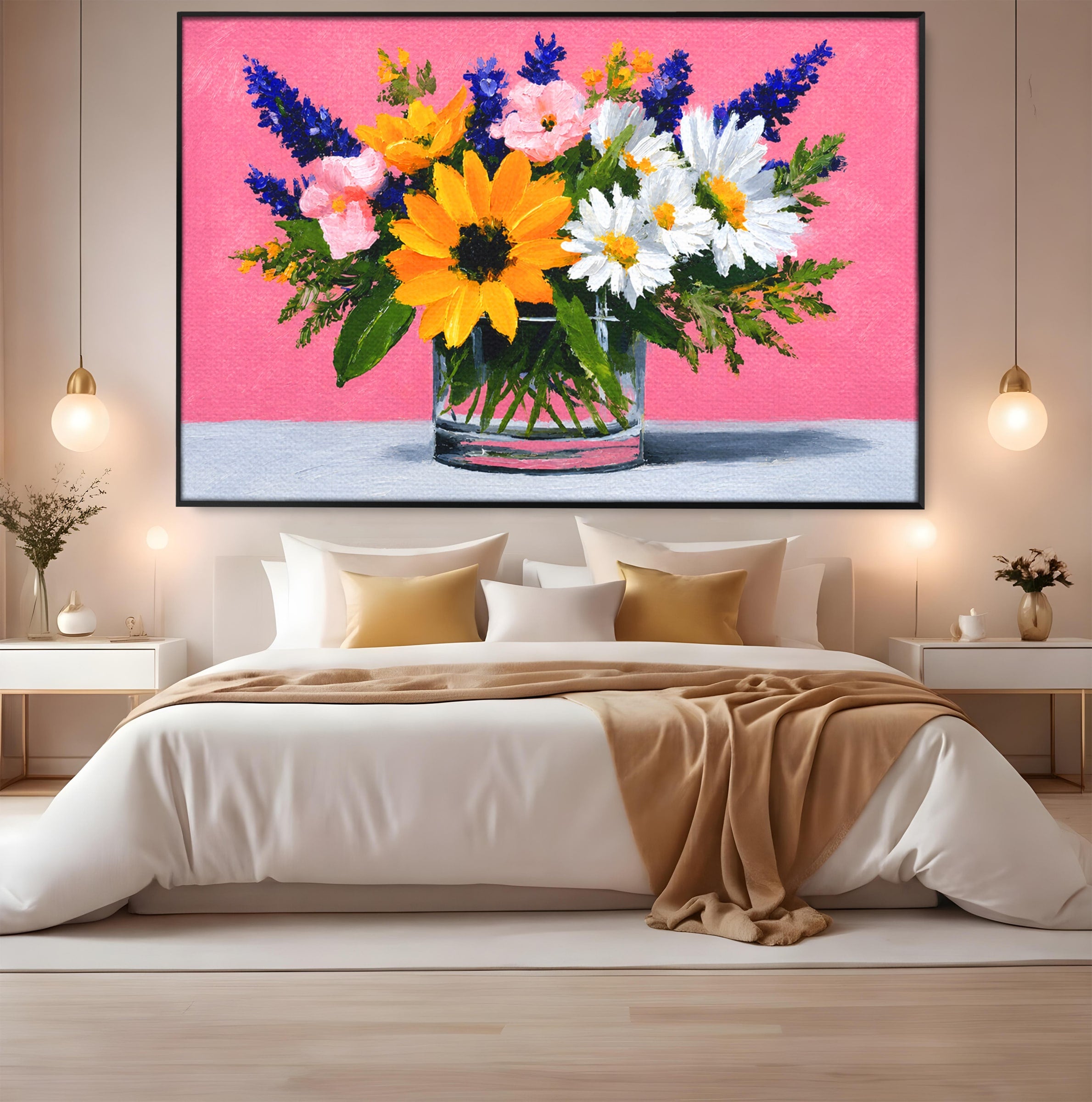 Tablou Canvas Premium LuxCanva® A1783, Buchet De Flori Vibrante, Flori, Buchet, Vara, Natura, Living, Culori Vibrante