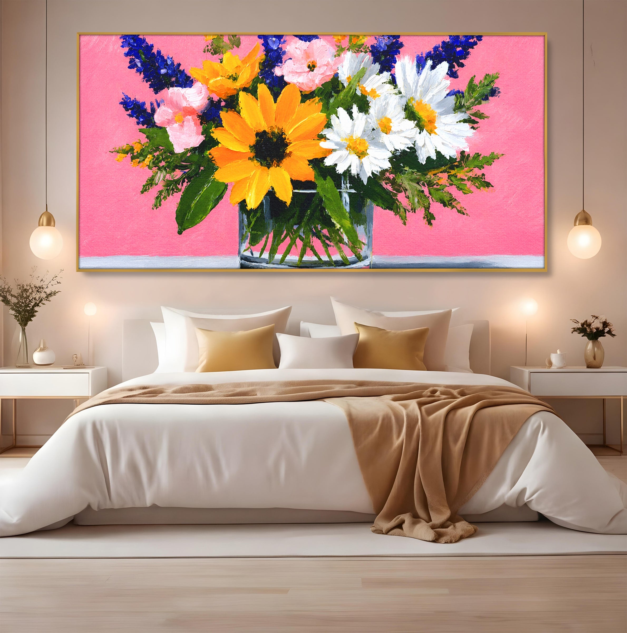 Tablou Canvas Premium LuxCanva® A1783, Buchet De Flori Vibrante, Flori, Buchet, Vara, Natura, Living, Culori Vibrante