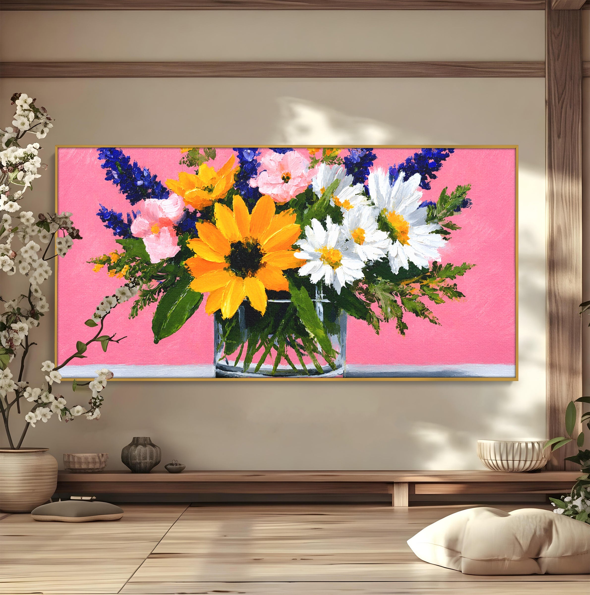 Tablou Canvas Premium LuxCanva® A1783, Buchet De Flori Vibrante, Flori, Buchet, Vara, Natura, Living, Culori Vibrante