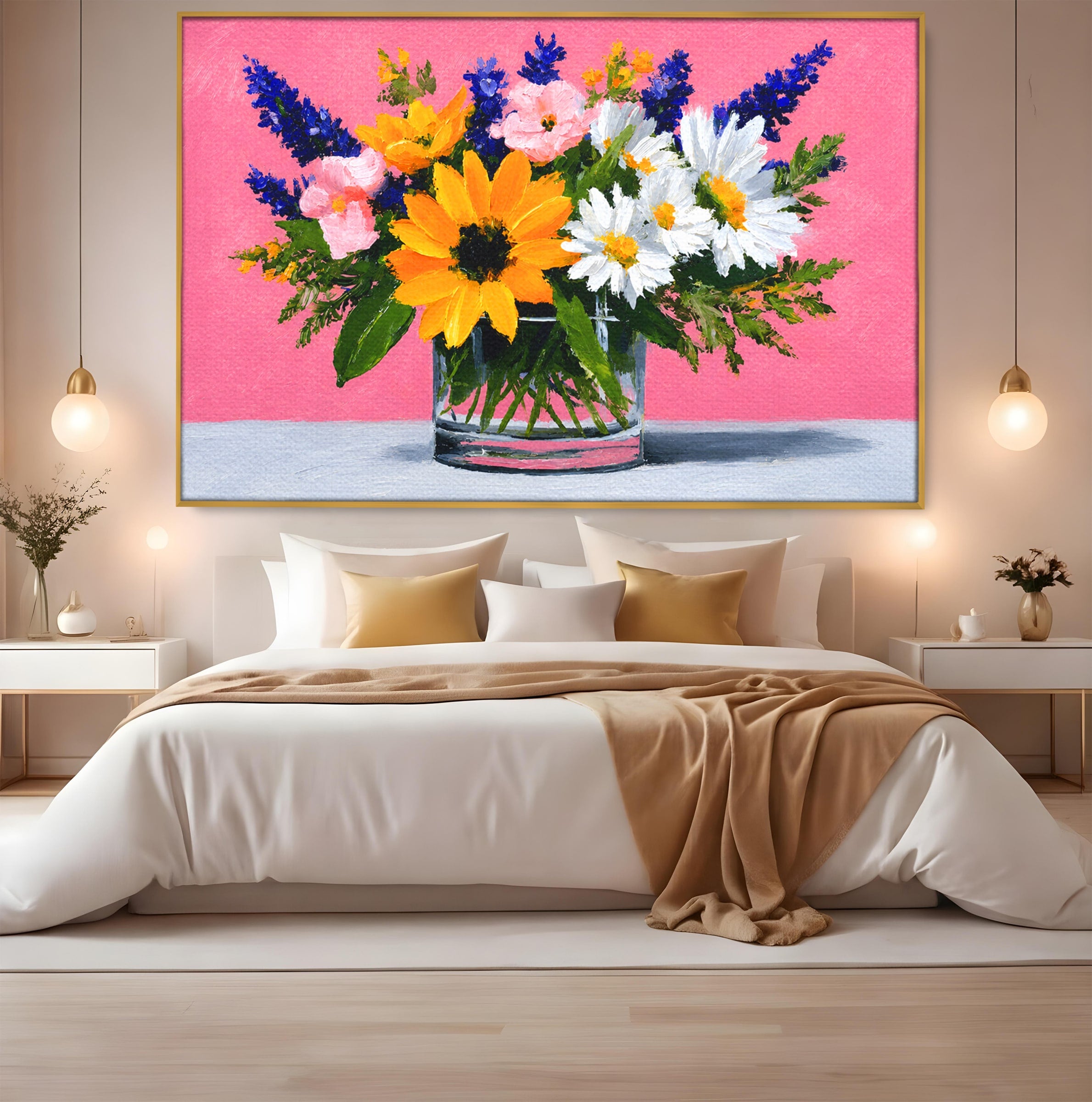 Tablou Canvas Premium LuxCanva® A1783, Buchet De Flori Vibrante, Flori, Buchet, Vara, Natura, Living, Culori Vibrante