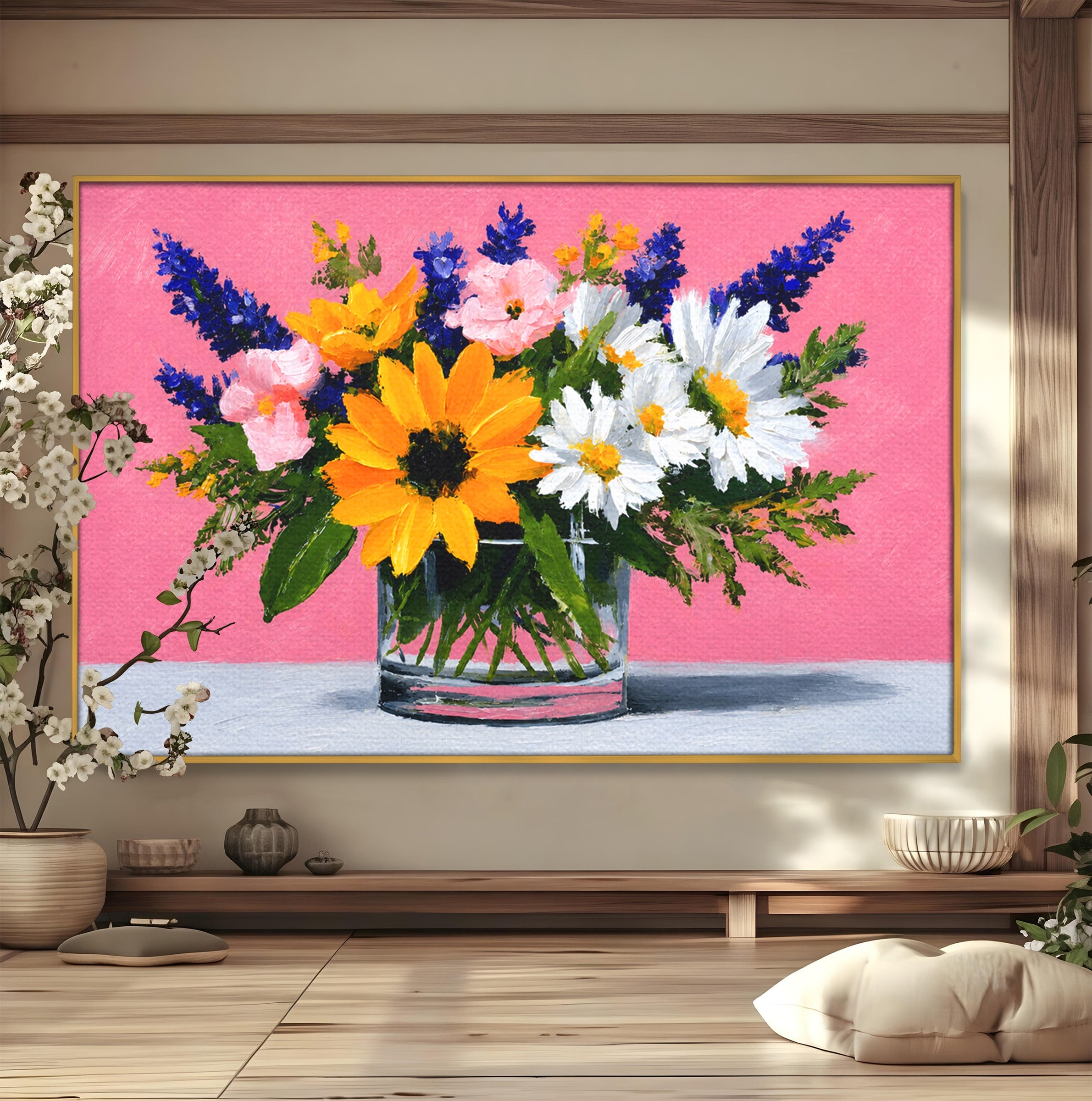 Tablou Canvas Premium LuxCanva® A1783, Buchet De Flori Vibrante, Flori, Buchet, Vara, Natura, Living, Culori Vibrante