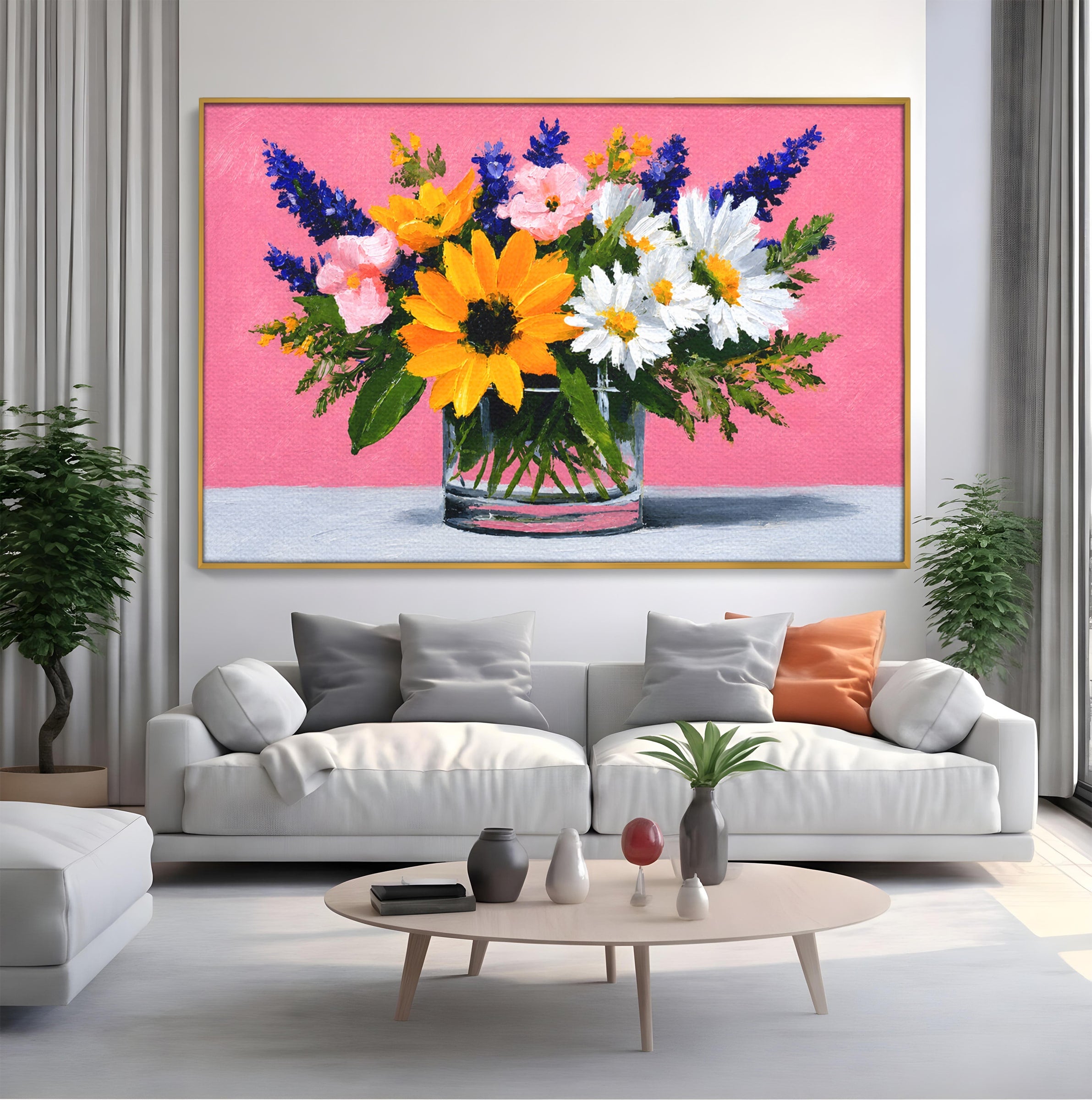 Tablou Canvas Premium LuxCanva® A1783, Buchet De Flori Vibrante, Flori, Buchet, Vara, Natura, Living, Culori Vibrante