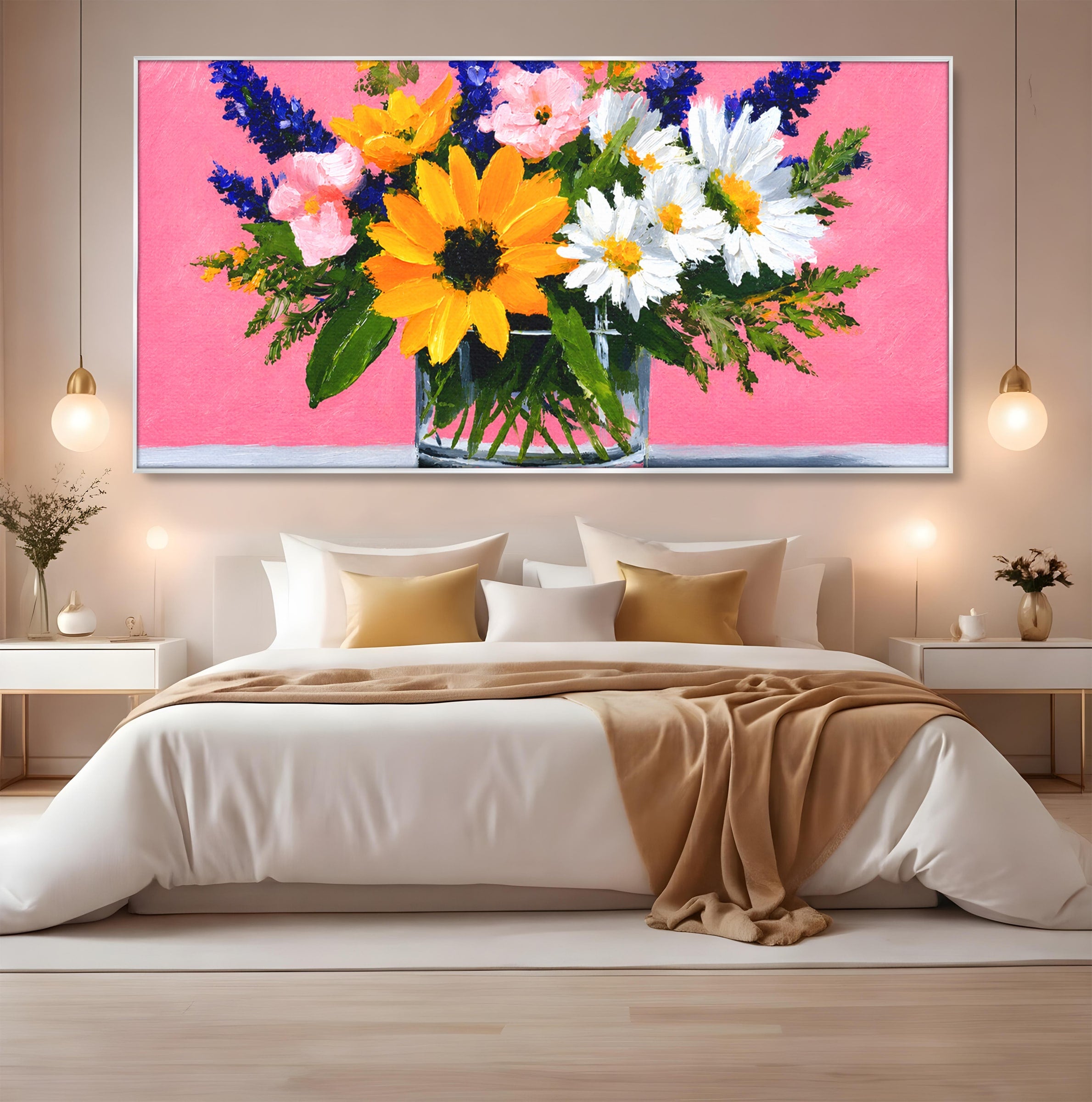Tablou Canvas Premium LuxCanva® A1783, Buchet De Flori Vibrante, Flori, Buchet, Vara, Natura, Living, Culori Vibrante