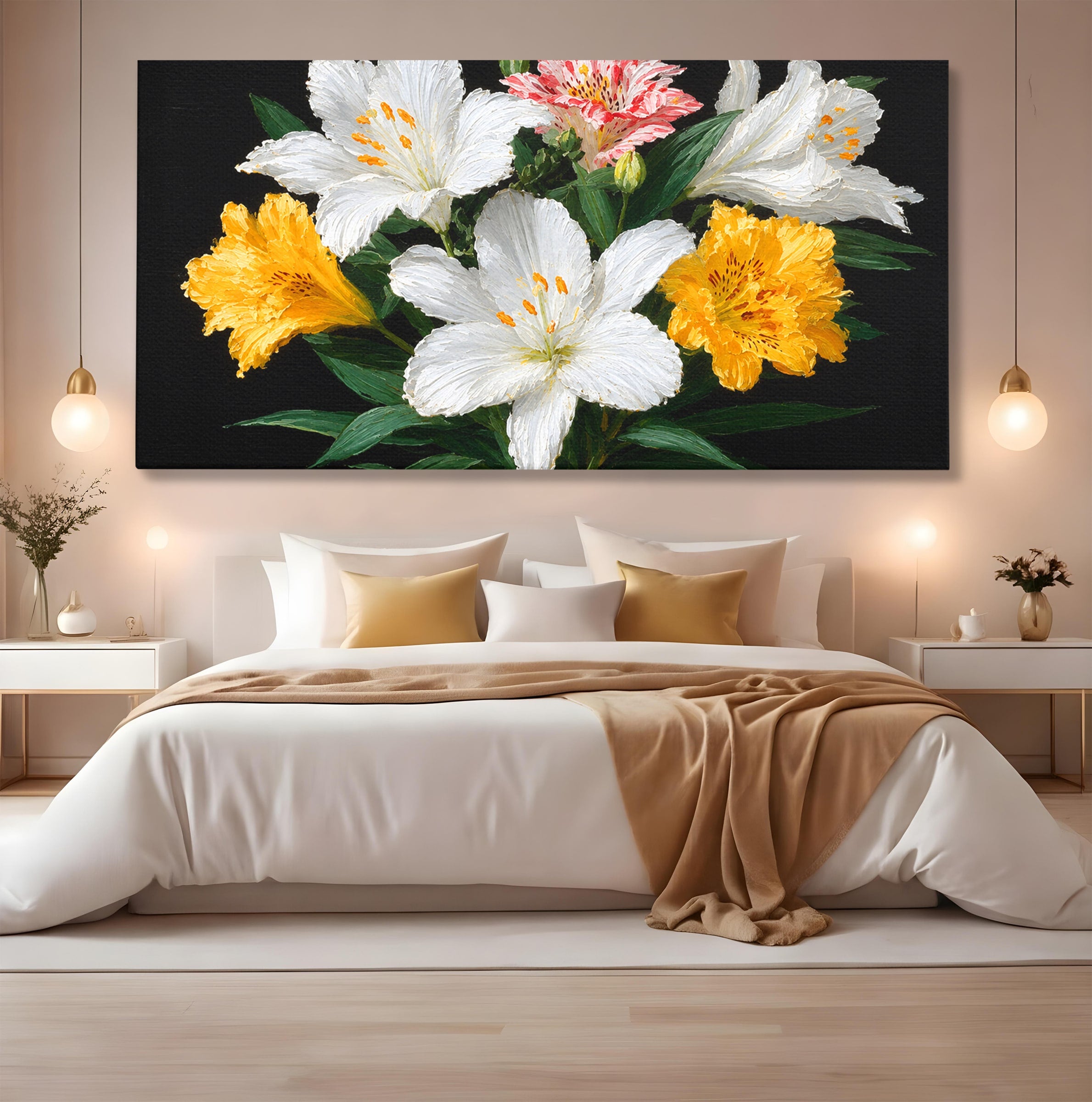 Tablou Canvas Premium LuxCanva® A1784, Buchet De Crini, Flori, Crini, Natura, Living, Dormitor, Culori Vibrante
