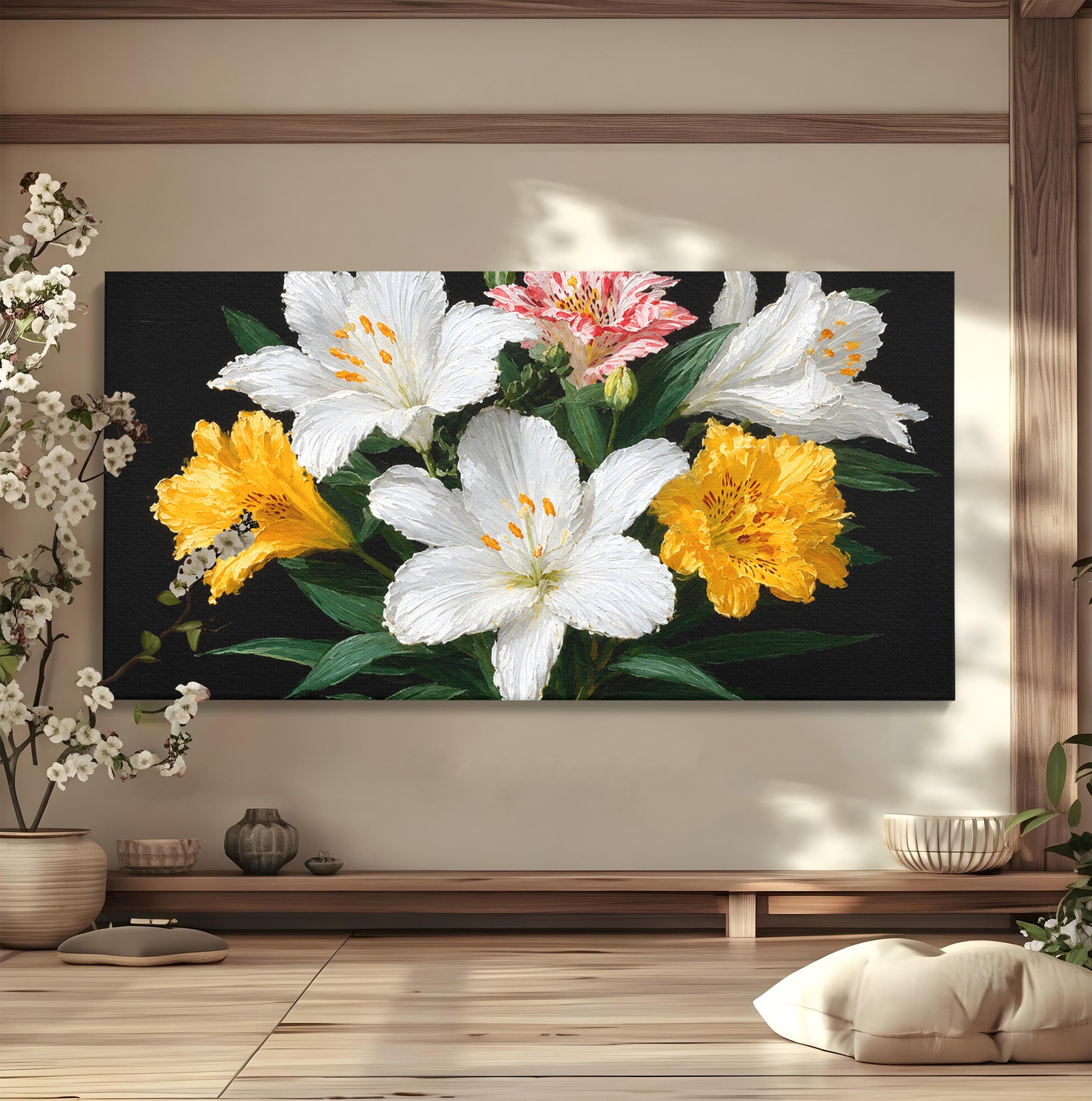 Tablou Canvas Premium LuxCanva® A1784, Buchet De Crini, Flori, Crini, Natura, Living, Dormitor, Culori Vibrante