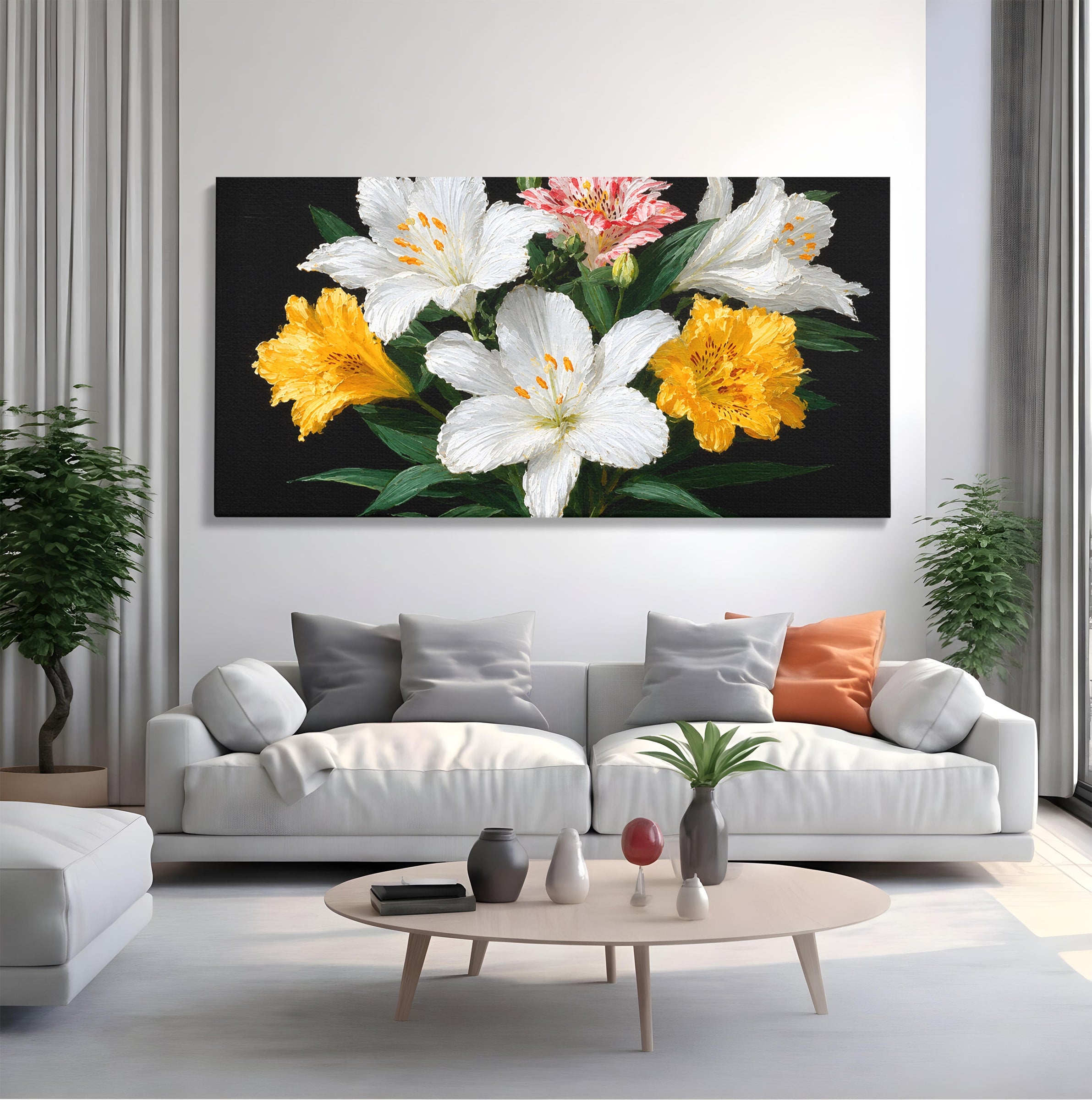 Tablou Canvas Premium LuxCanva® A1784, Buchet De Crini, Flori, Crini, Natura, Living, Dormitor, Culori Vibrante