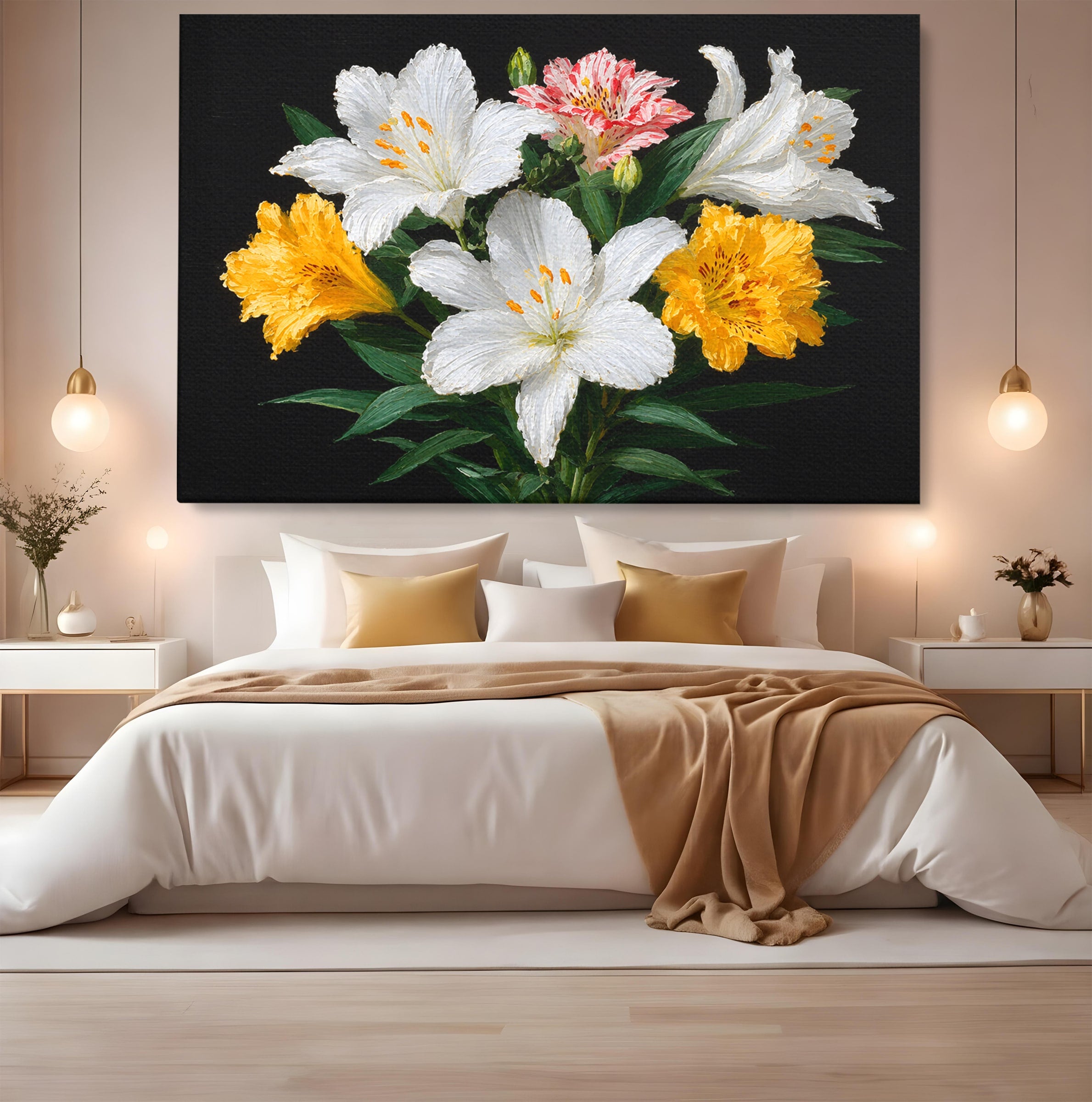 Tablou Canvas Premium LuxCanva® A1784, Buchet De Crini, Flori, Crini, Natura, Living, Dormitor, Culori Vibrante