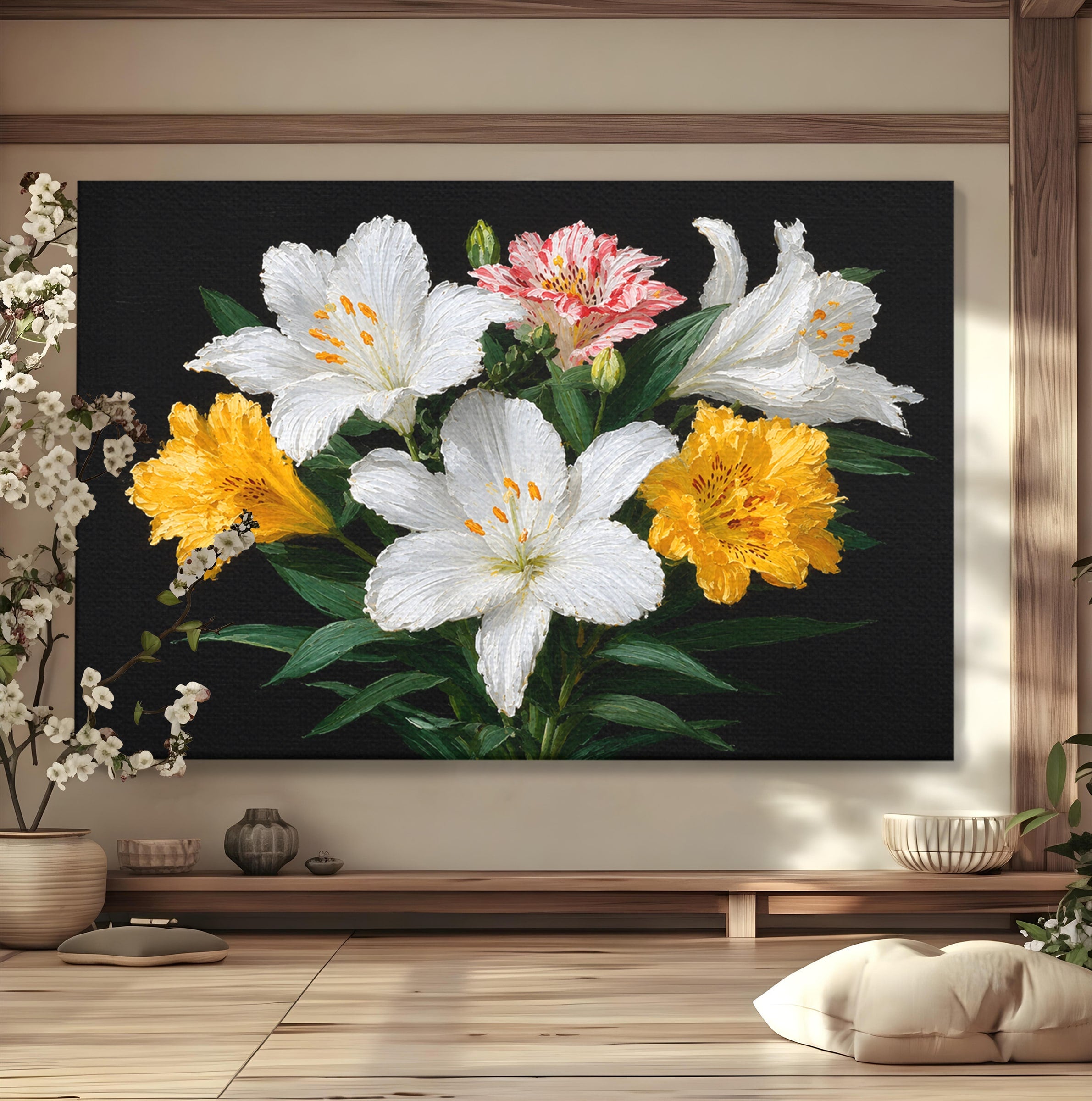 Tablou Canvas Premium LuxCanva® A1784, Buchet De Crini, Flori, Crini, Natura, Living, Dormitor, Culori Vibrante