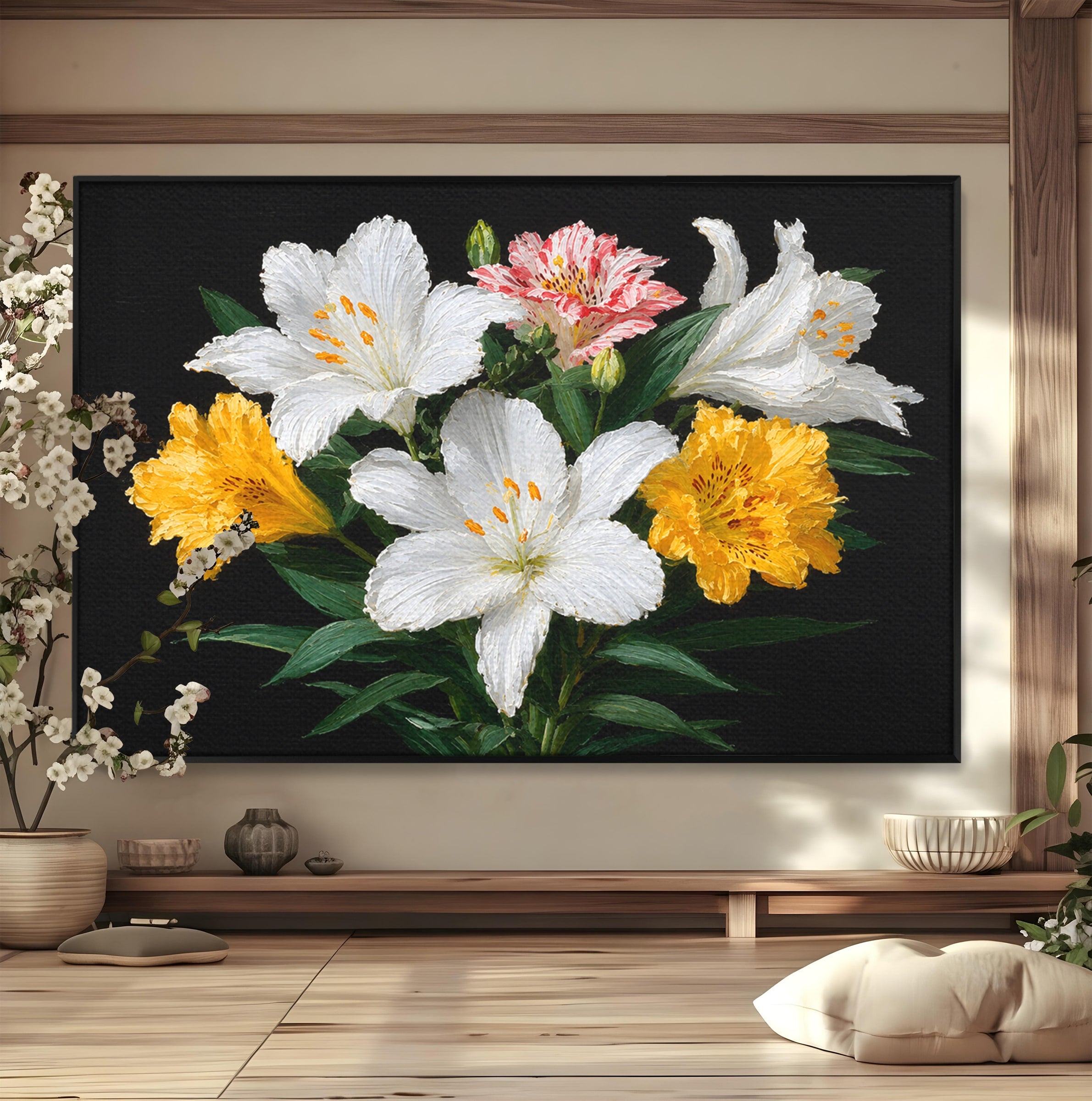 Tablou Canvas Premium LuxCanva® A1784, Buchet De Crini, Flori, Crini, Natura, Living, Dormitor, Culori Vibrante