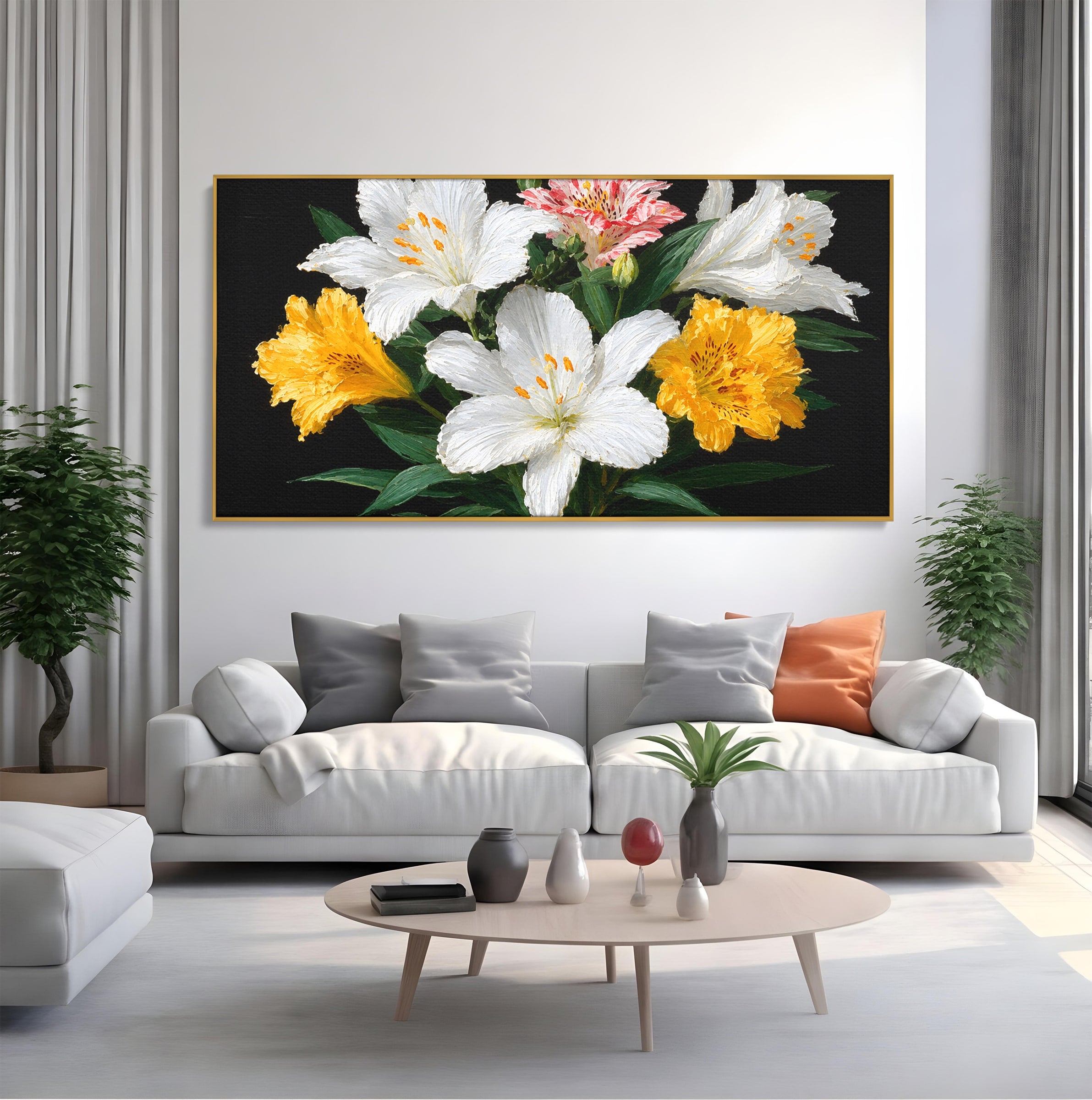 Tablou Canvas Premium LuxCanva® A1784, Buchet De Crini, Flori, Crini, Natura, Living, Dormitor, Culori Vibrante