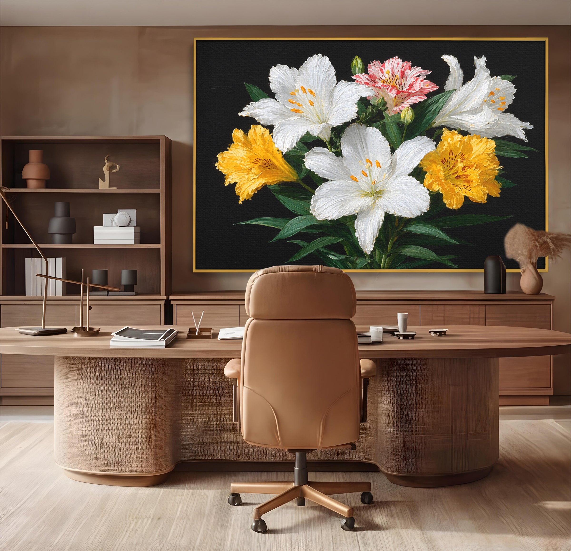 Tablou Canvas Premium LuxCanva® A1784, Buchet De Crini, Flori, Crini, Natura, Living, Dormitor, Culori Vibrante