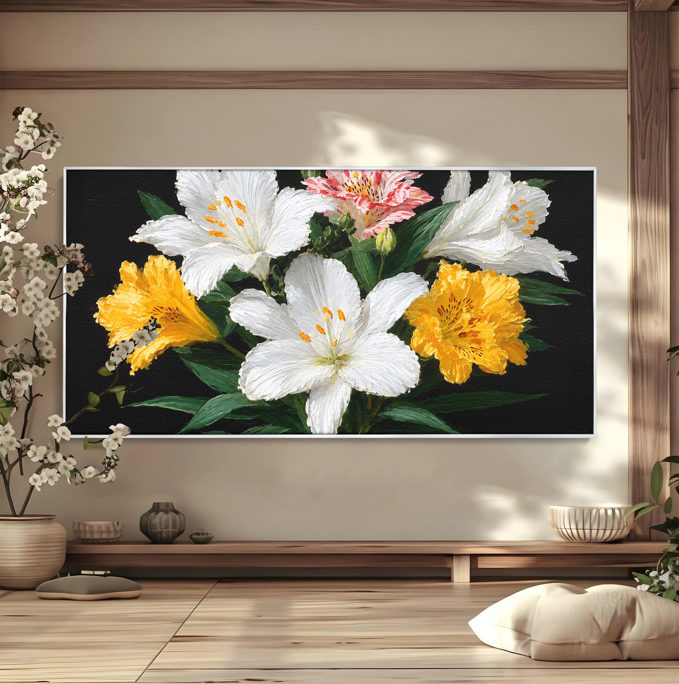 Tablou Canvas Premium LuxCanva® A1784, Buchet De Crini, Flori, Crini, Natura, Living, Dormitor, Culori Vibrante