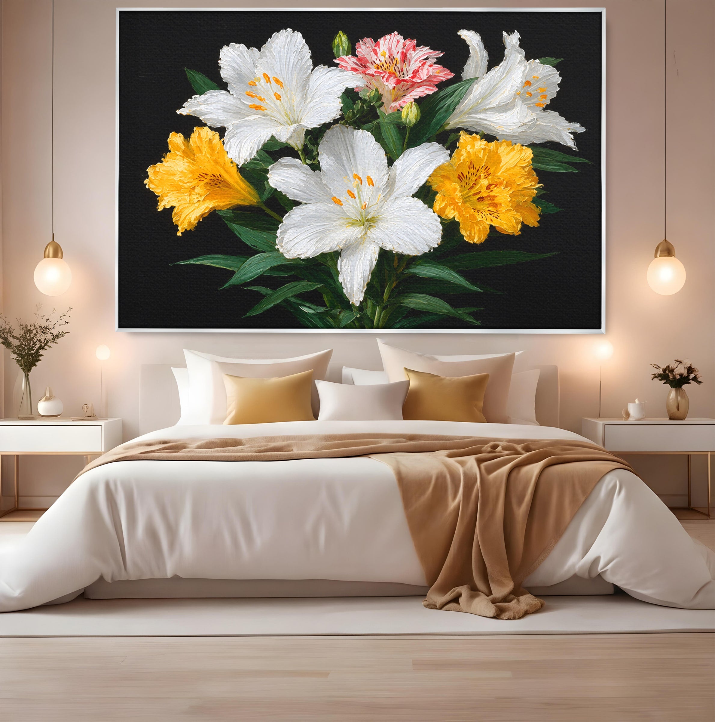 Tablou Canvas Premium LuxCanva® A1784, Buchet De Crini, Flori, Crini, Natura, Living, Dormitor, Culori Vibrante
