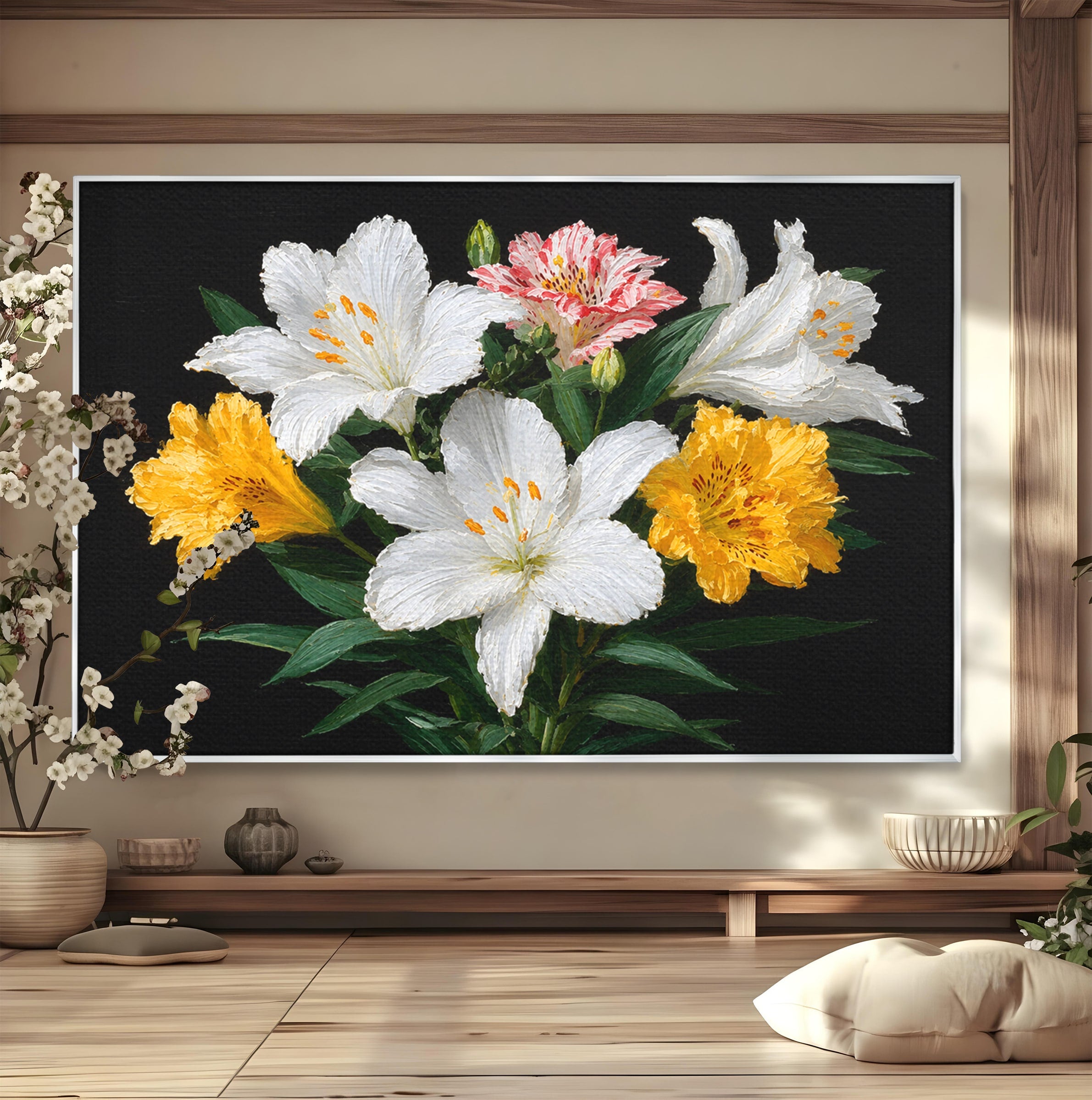 Tablou Canvas Premium LuxCanva® A1784, Buchet De Crini, Flori, Crini, Natura, Living, Dormitor, Culori Vibrante