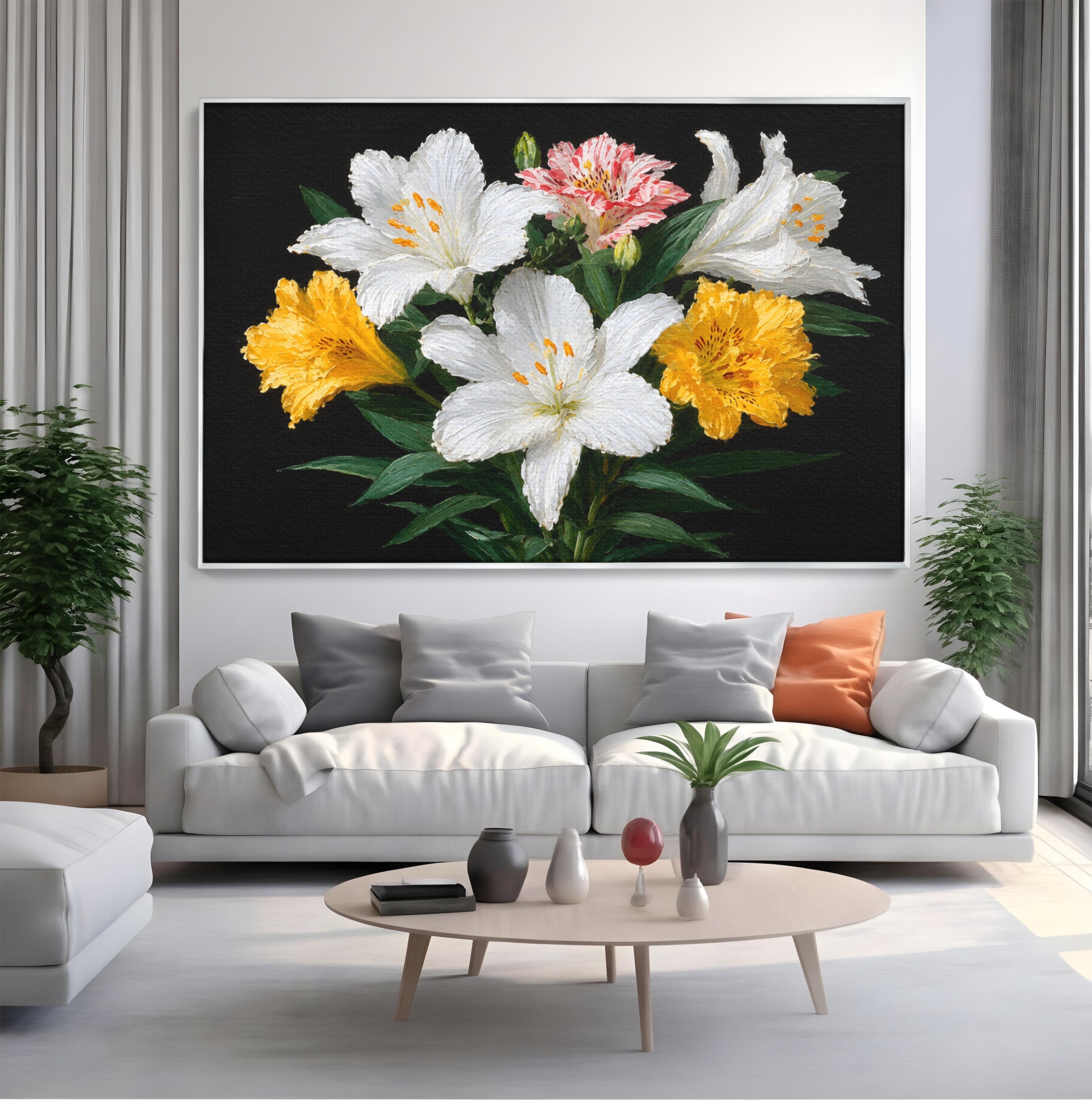 Tablou Canvas Premium LuxCanva® A1784, Buchet De Crini, Flori, Crini, Natura, Living, Dormitor, Culori Vibrante
