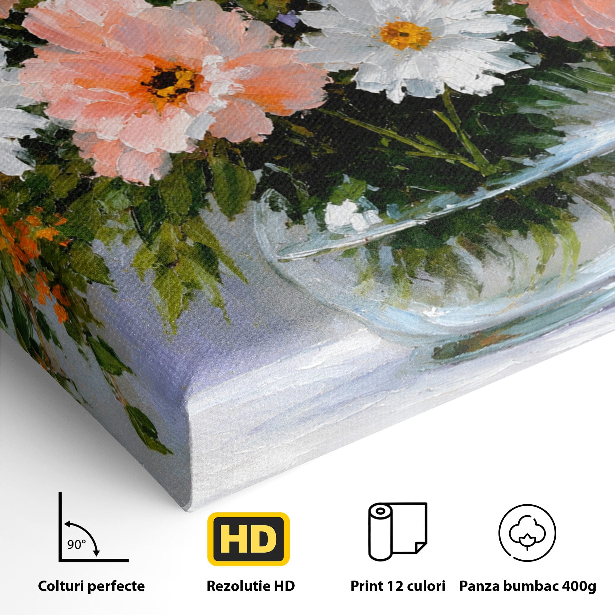 Tablou Canvas Premium LuxCanva® A1785, Buchet De Flori Pastelate, Flori, Vaza, Natura, Decor, Living, Dormitor, Culori Vibrante