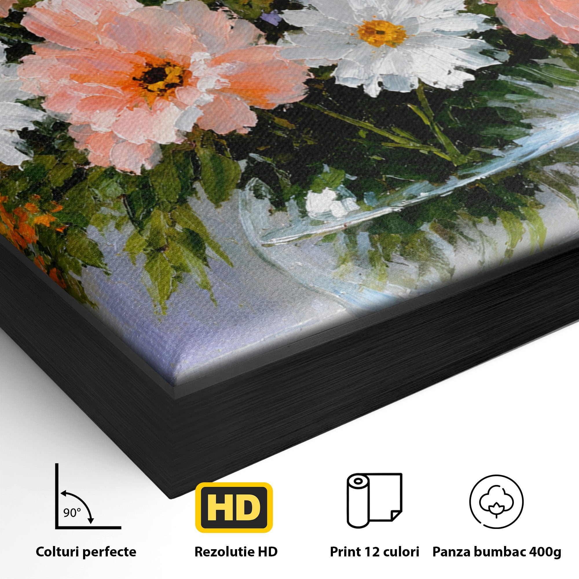 Tablou Canvas Premium LuxCanva® A1785, Buchet De Flori Pastelate, Flori, Vaza, Natura, Decor, Living, Dormitor, Culori Vibrante