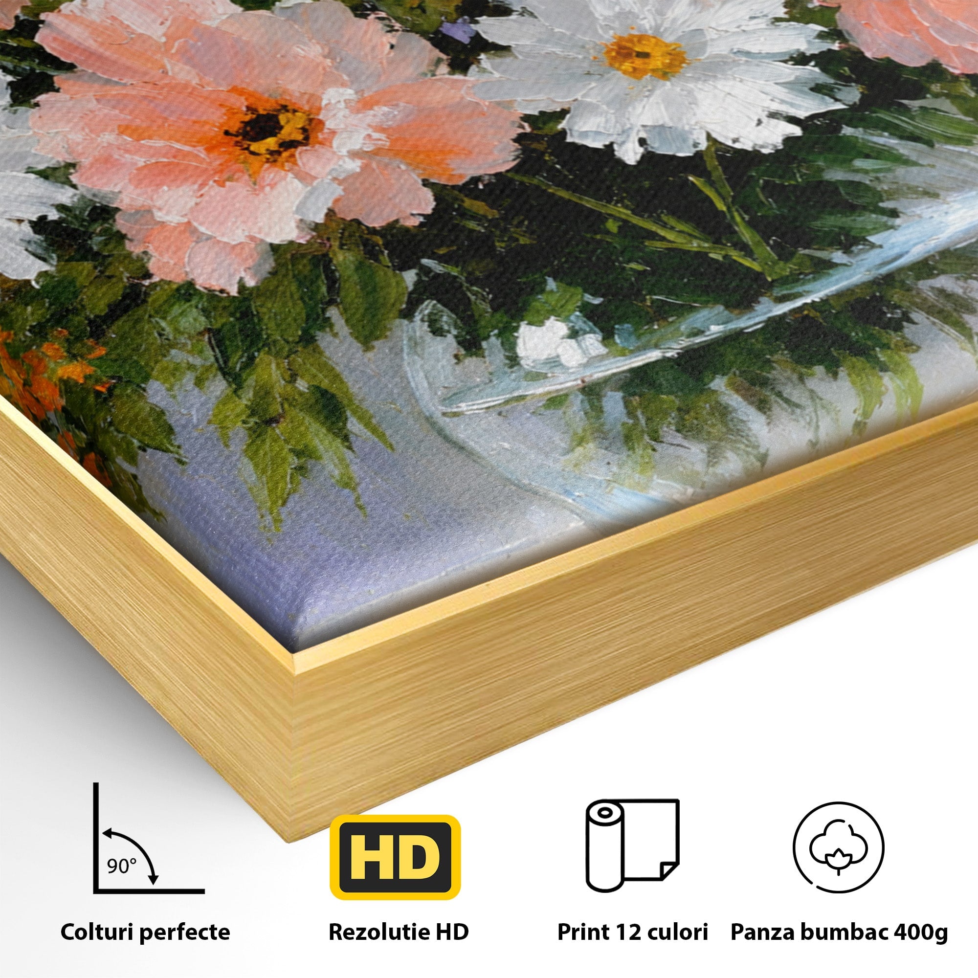 Tablou Canvas Premium LuxCanva® A1785, Buchet De Flori Pastelate, Flori, Vaza, Natura, Decor, Living, Dormitor, Culori Vibrante