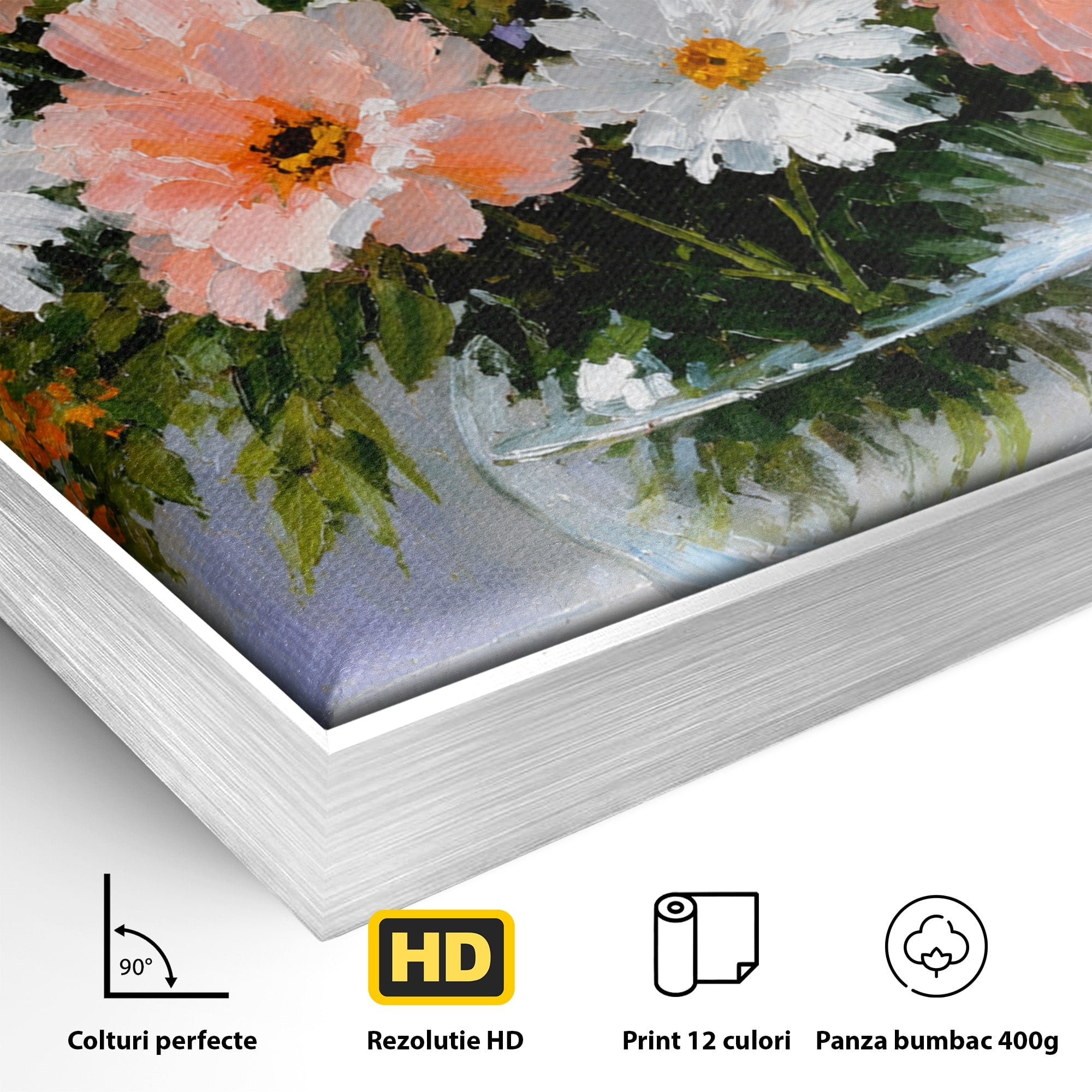 Tablou Canvas Premium LuxCanva® A1785, Buchet De Flori Pastelate, Flori, Vaza, Natura, Decor, Living, Dormitor, Culori Vibrante