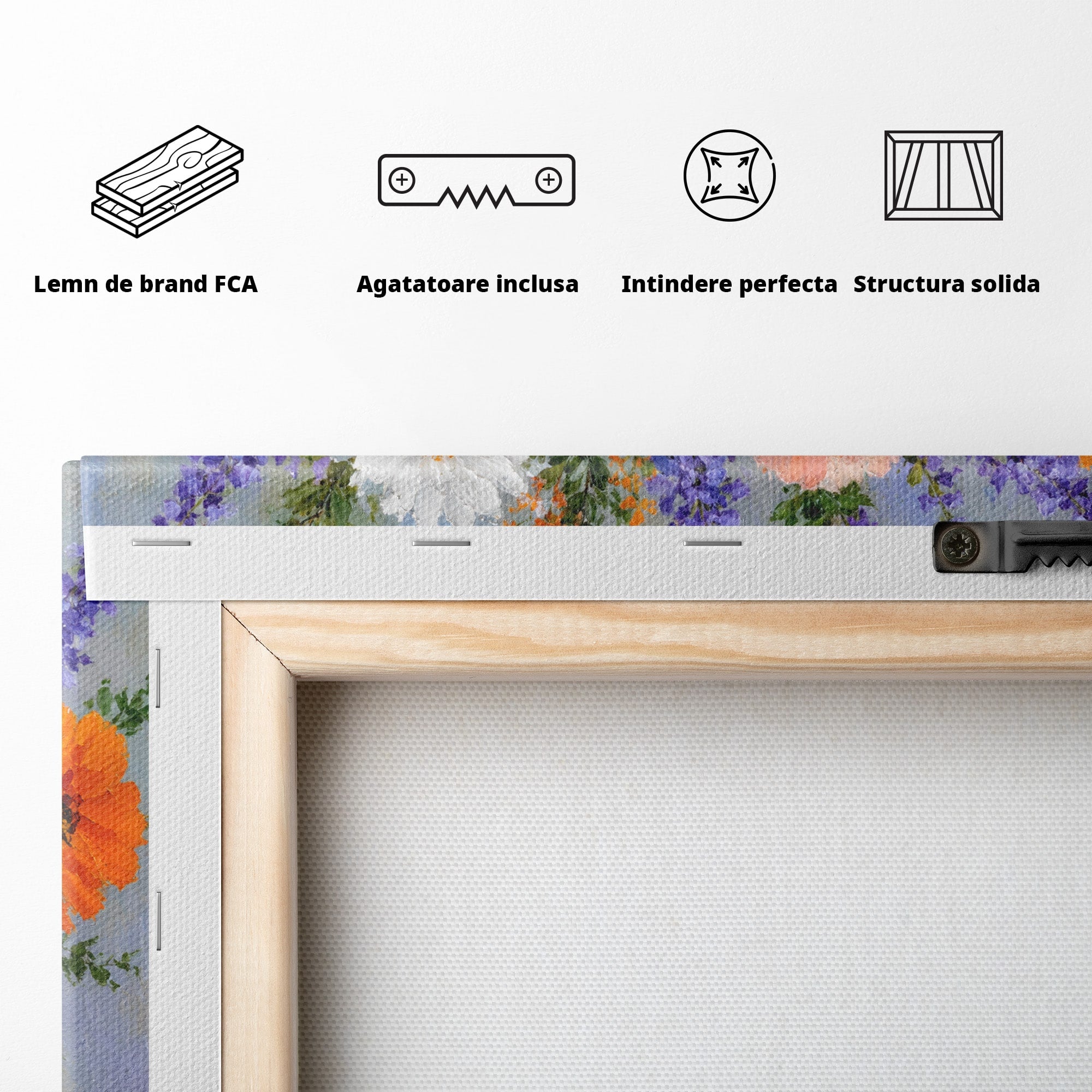 Tablou Canvas Premium LuxCanva® A1785, Buchet De Flori Pastelate, Flori, Vaza, Natura, Decor, Living, Dormitor, Culori Vibrante