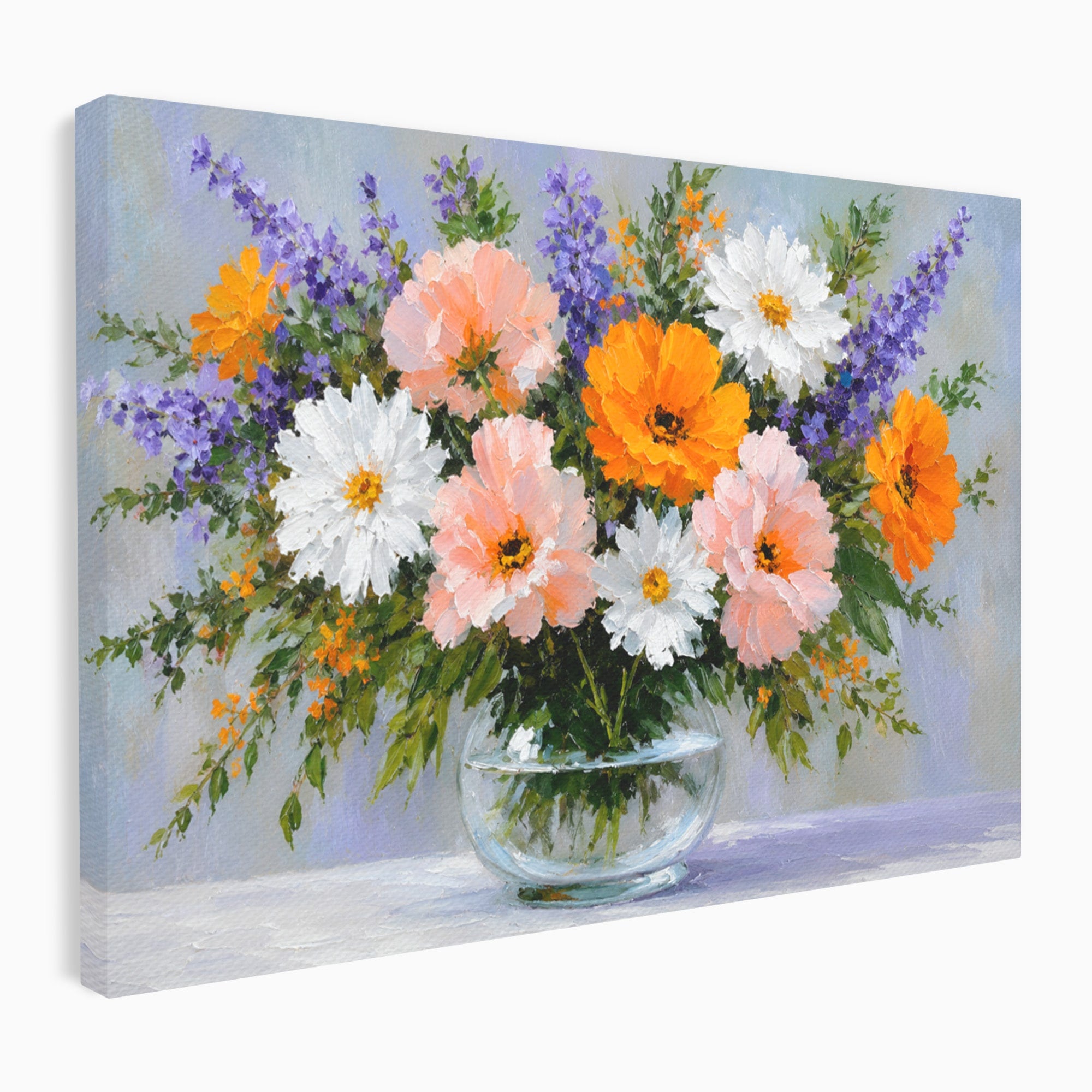 Tablou Canvas Premium LuxCanva® A1785, Buchet De Flori Pastelate, Flori, Vaza, Natura, Decor, Living, Dormitor, Culori Vibrante