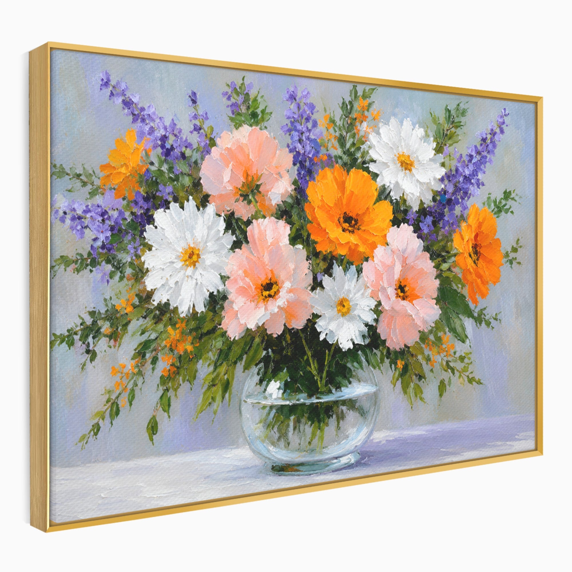 Tablou Canvas Premium LuxCanva® A1785, Buchet De Flori Pastelate, Flori, Vaza, Natura, Decor, Living, Dormitor, Culori Vibrante