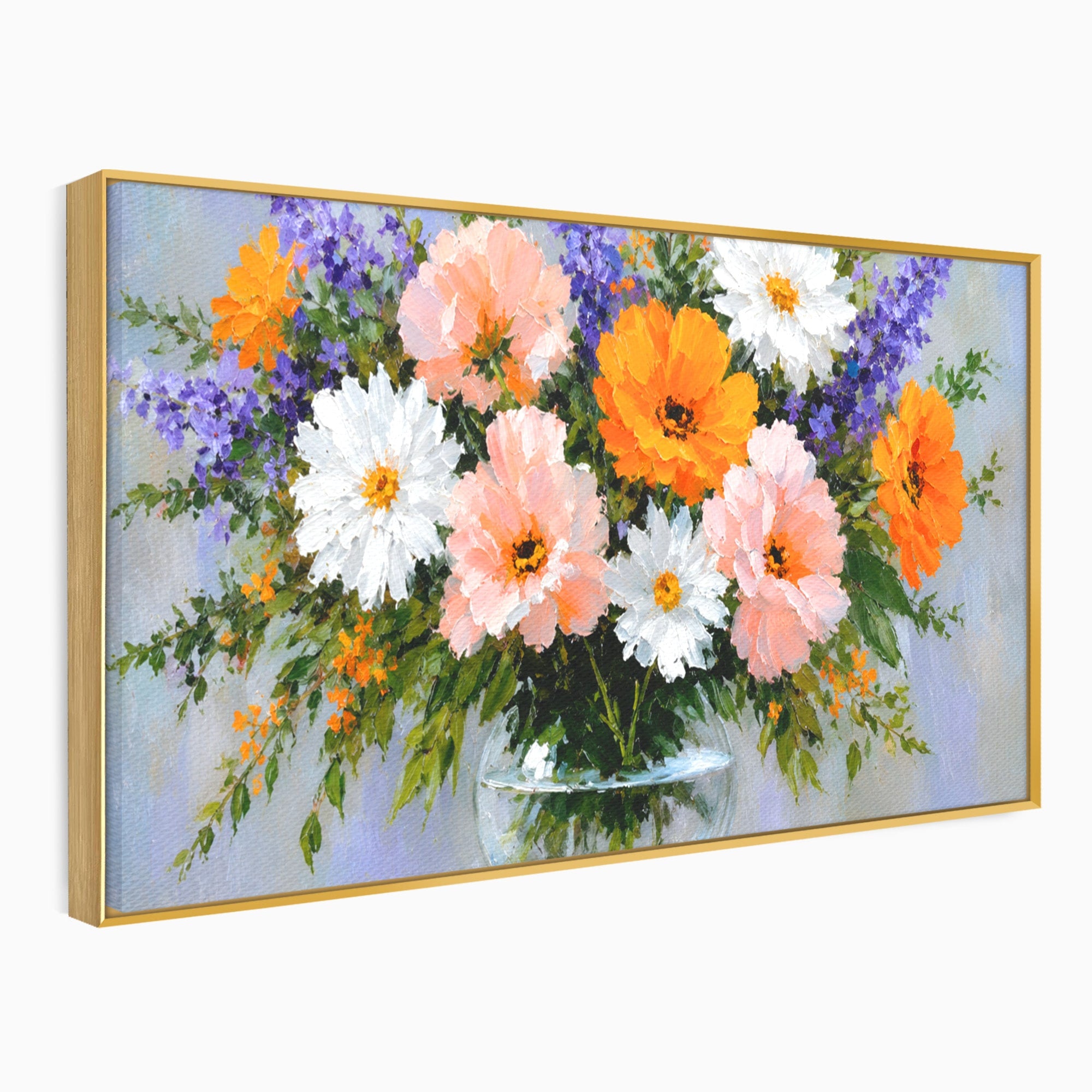 Tablou Canvas Premium LuxCanva® A1785, Buchet De Flori Pastelate, Flori, Vaza, Natura, Decor, Living, Dormitor, Culori Vibrante